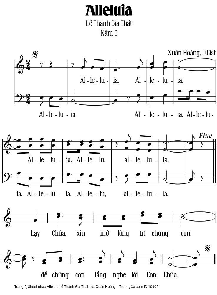 Page 5 of Sheet music PDF Alleluia Lễ Thánh Gia Thất - Xuân Hoàng