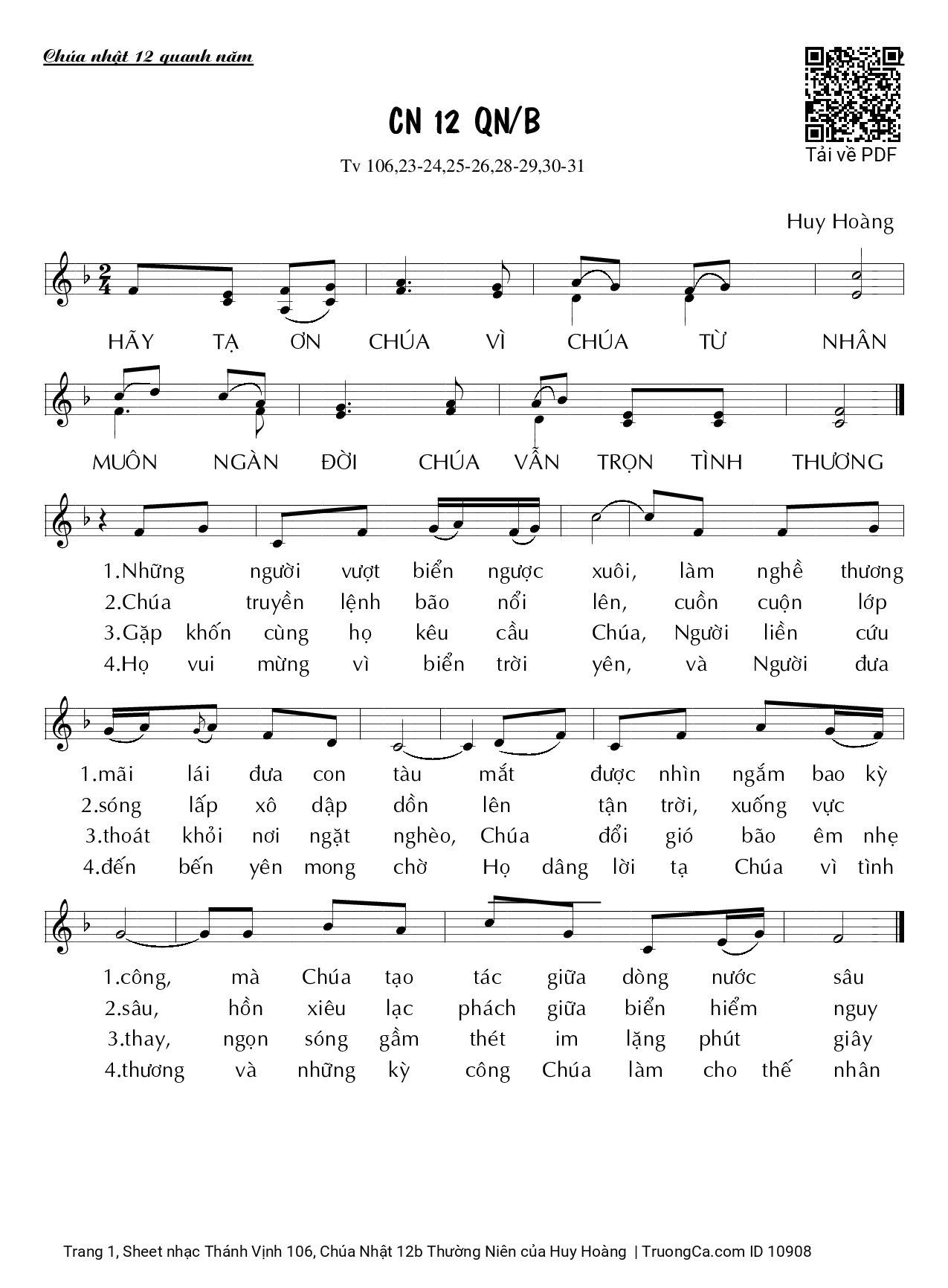 Sheet PDF of Thánh Vịnh 106, Chúa Nhật 12b Thường Niên