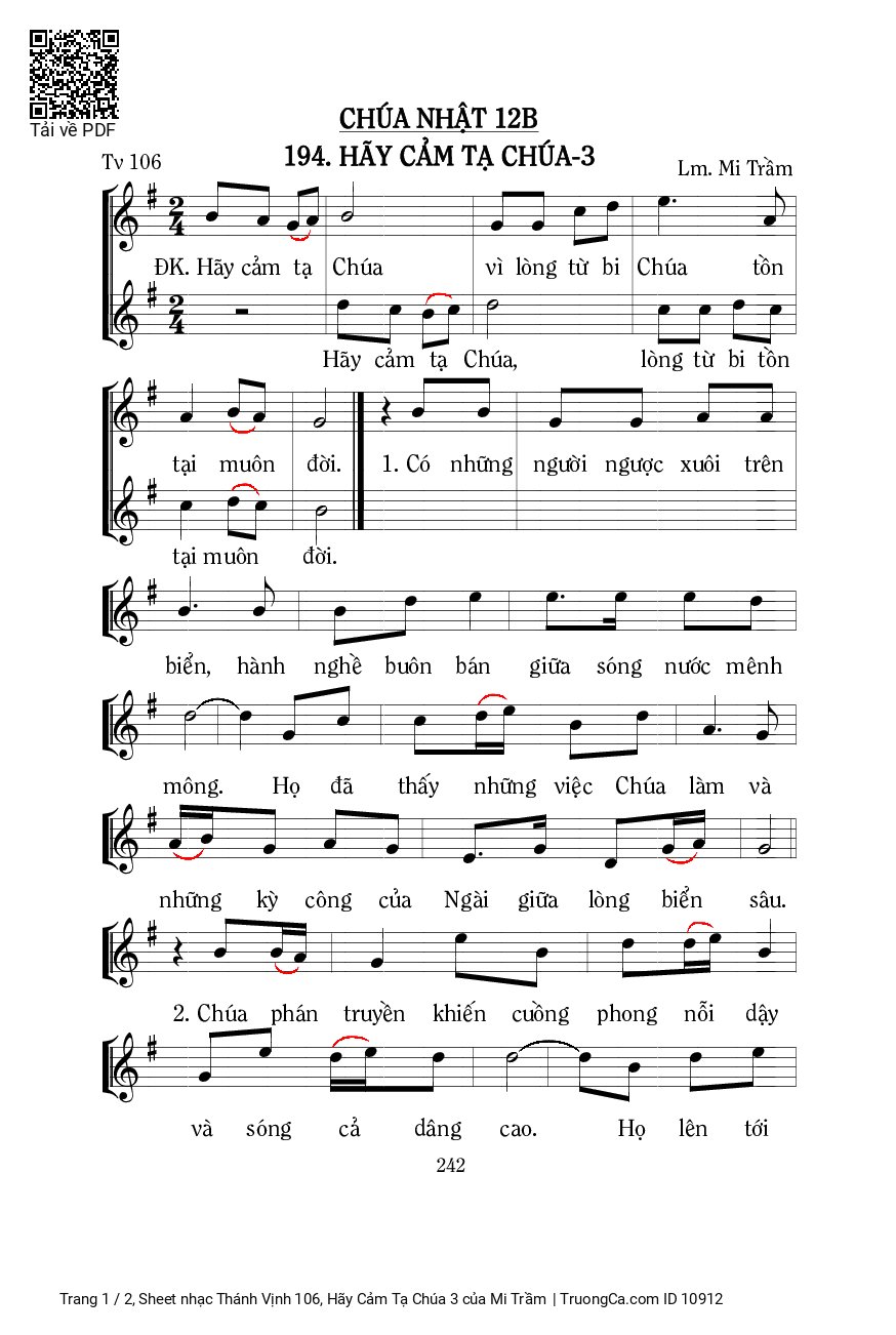 Sheet PDF of Thánh Vịnh 106, Hãy Cảm Tạ Chúa 3