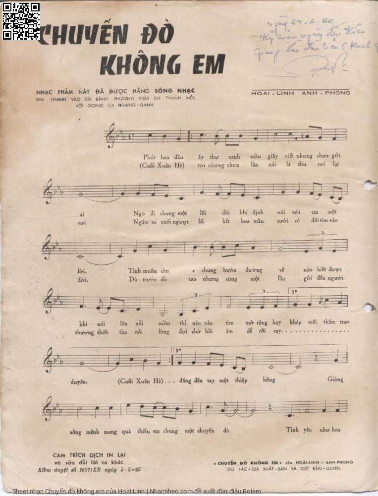 Page 2 of Sheet music PDF Chuyến đò không em - Hoài Linh