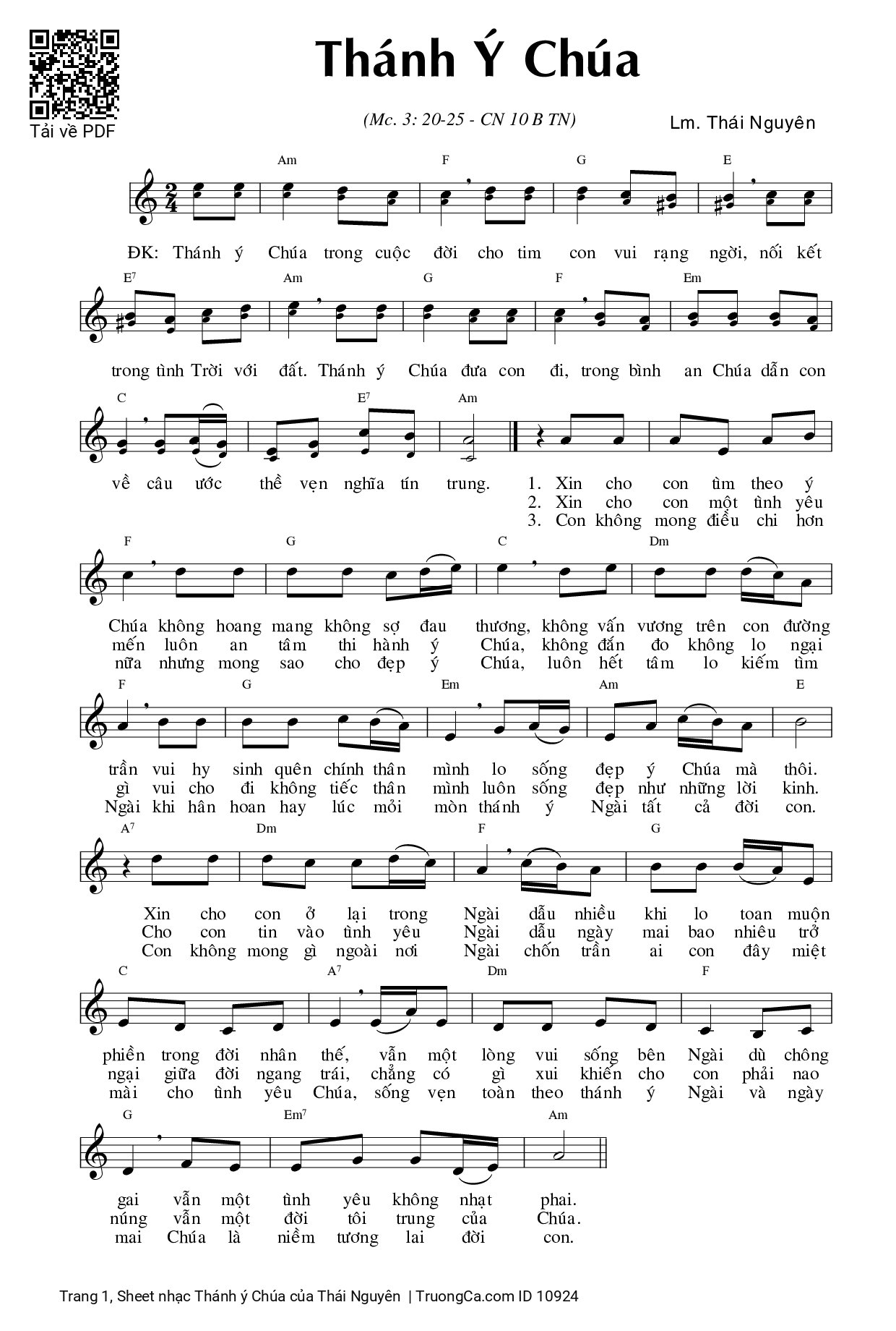 Sheet PDF of Thánh ý Chúa
