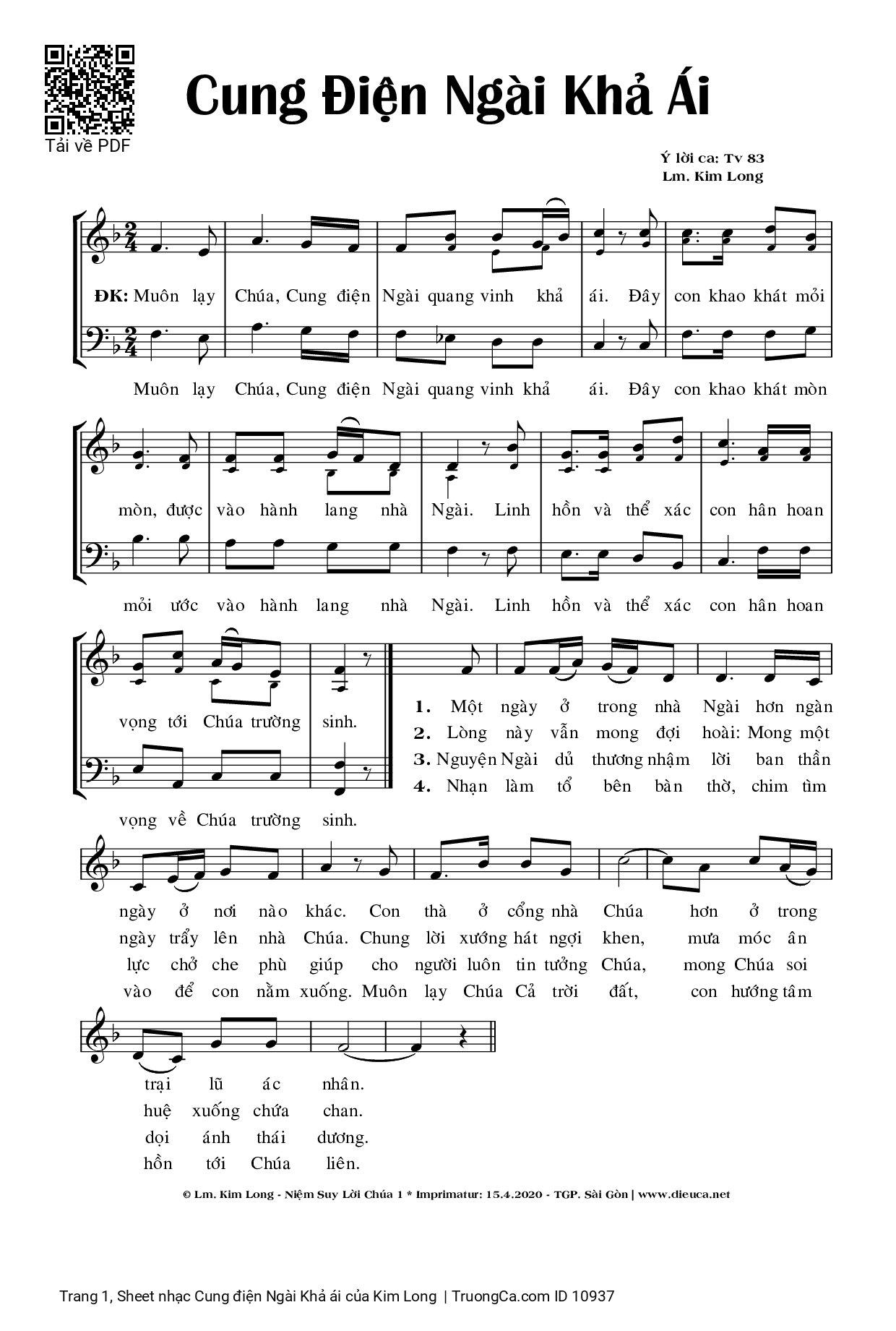 Sheet PDF of Cung điện Ngài Khả ái