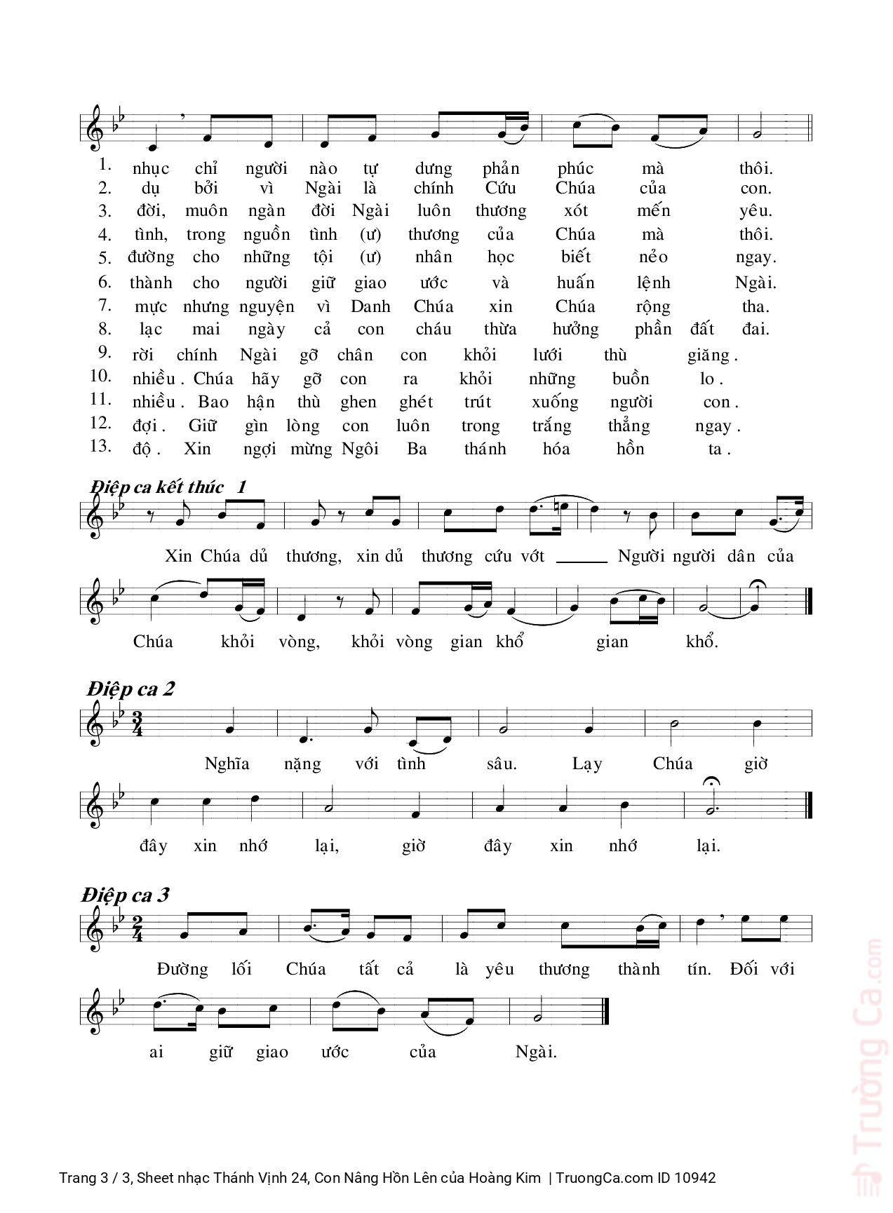 Page 3 of Sheet music PDF Thánh Vịnh 24, Con Nâng Hồn Lên - Hoàng Kim