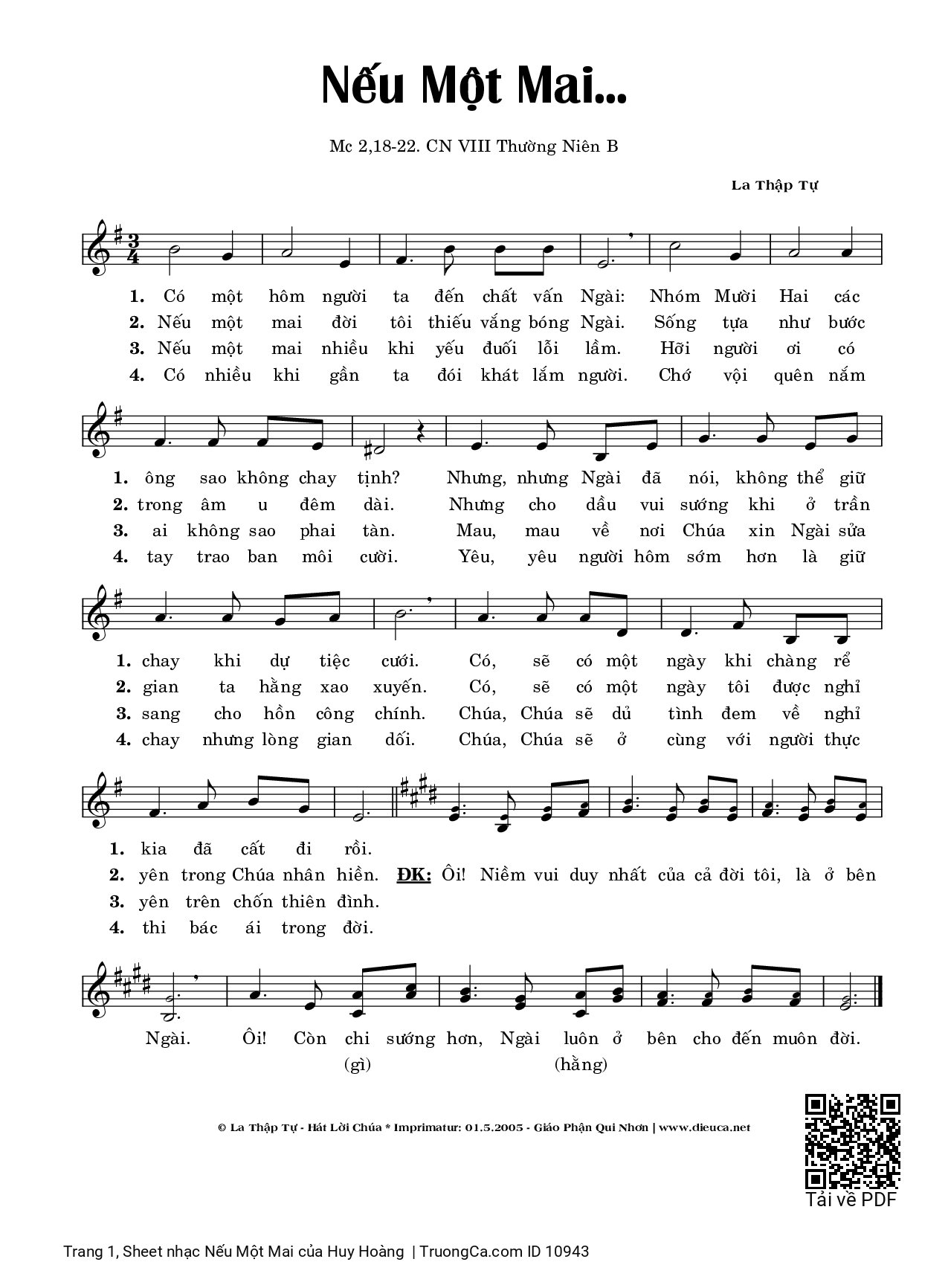 Sheet PDF of Nếu Một Mai