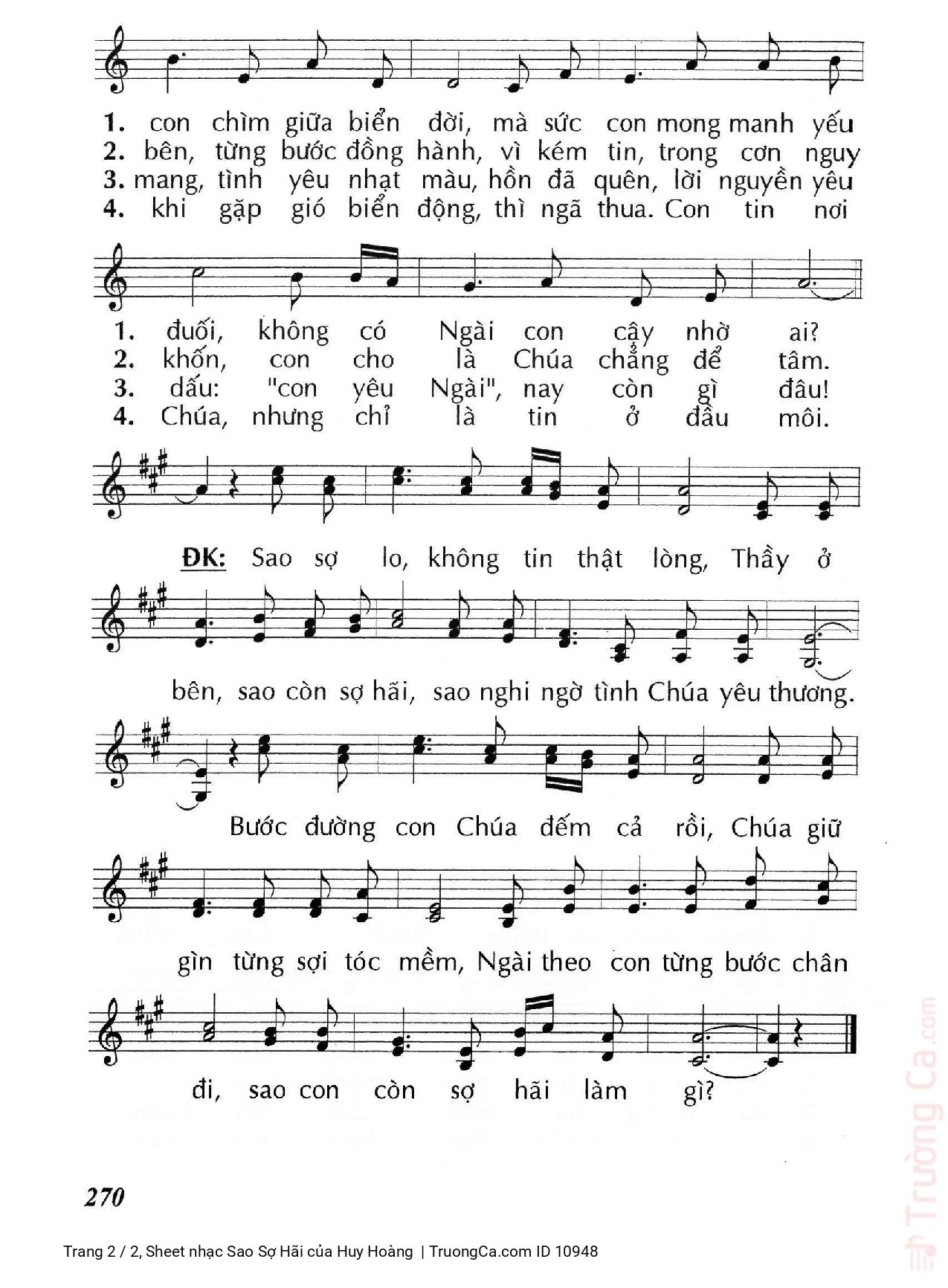 Page 2 of Sheet music PDF Sao Sợ Hãi - Huy Hoàng