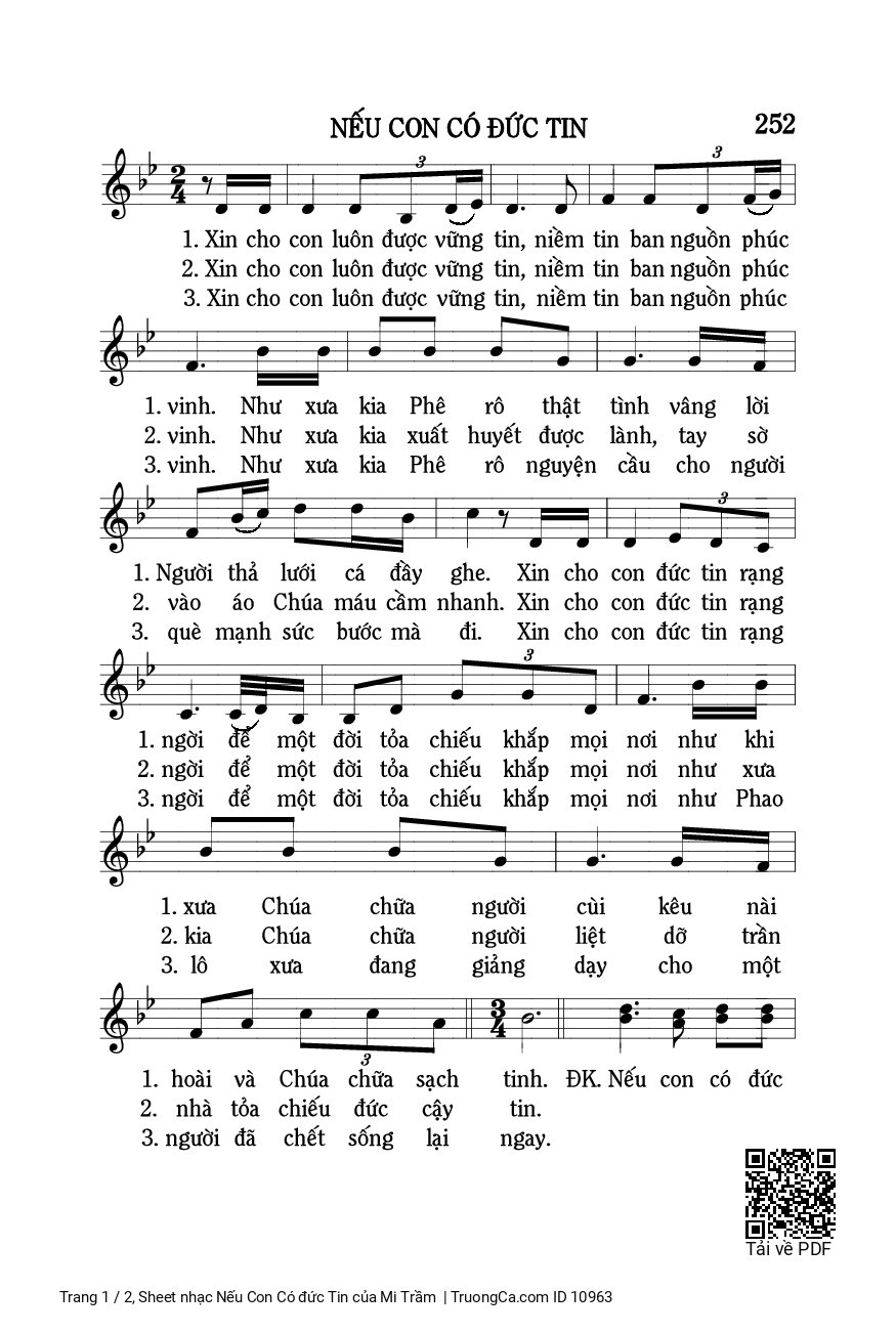 Page 1 of Sheet music PDF Nếu Con Có đức Tin - Mi Trầm