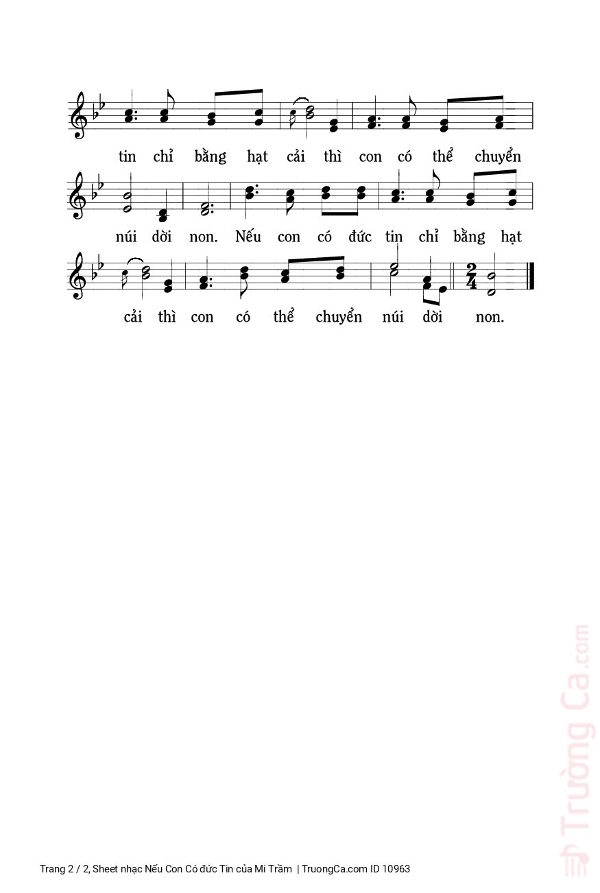 Page 2 of Sheet music PDF Nếu Con Có đức Tin - Mi Trầm