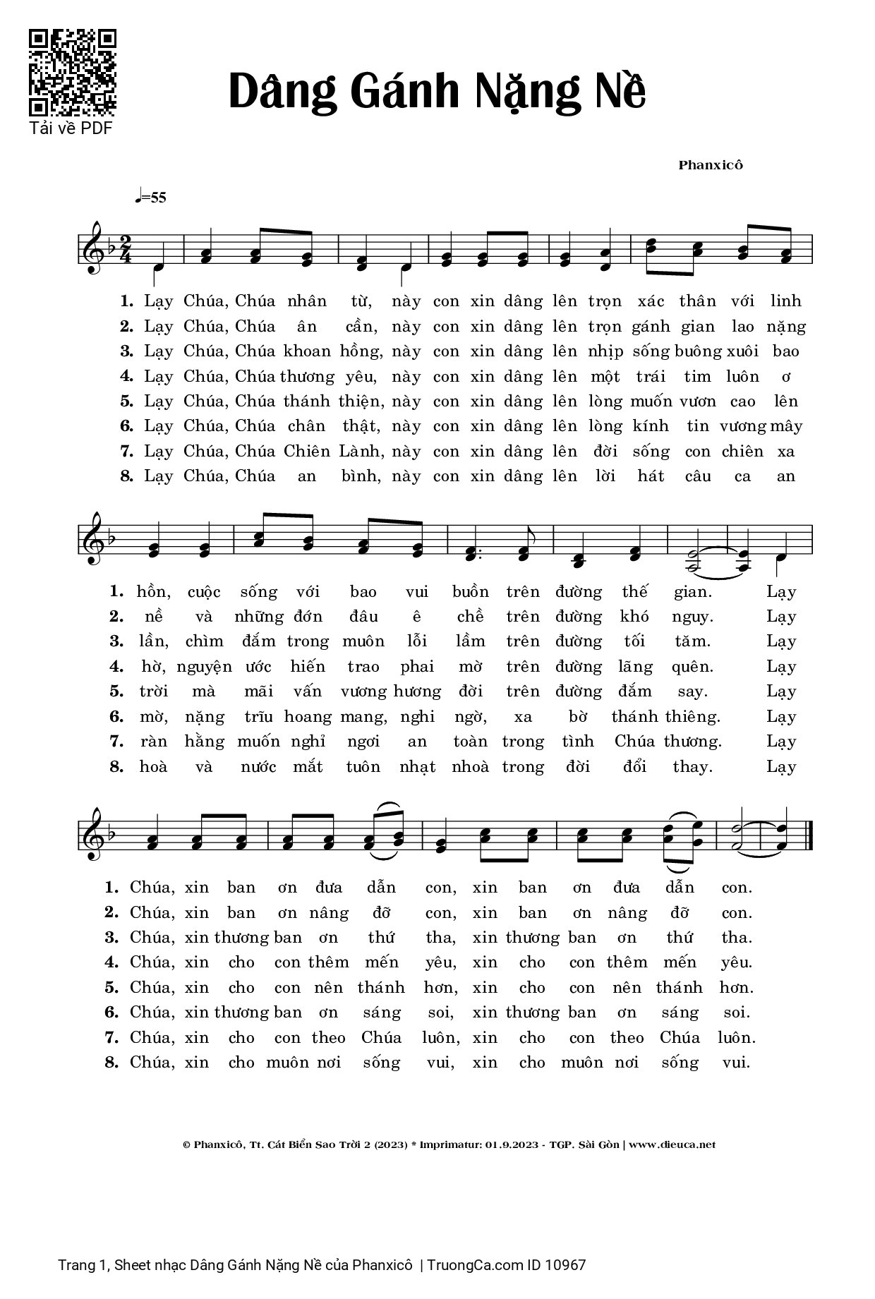 Sheet PDF of Dâng Gánh Nặng Nề