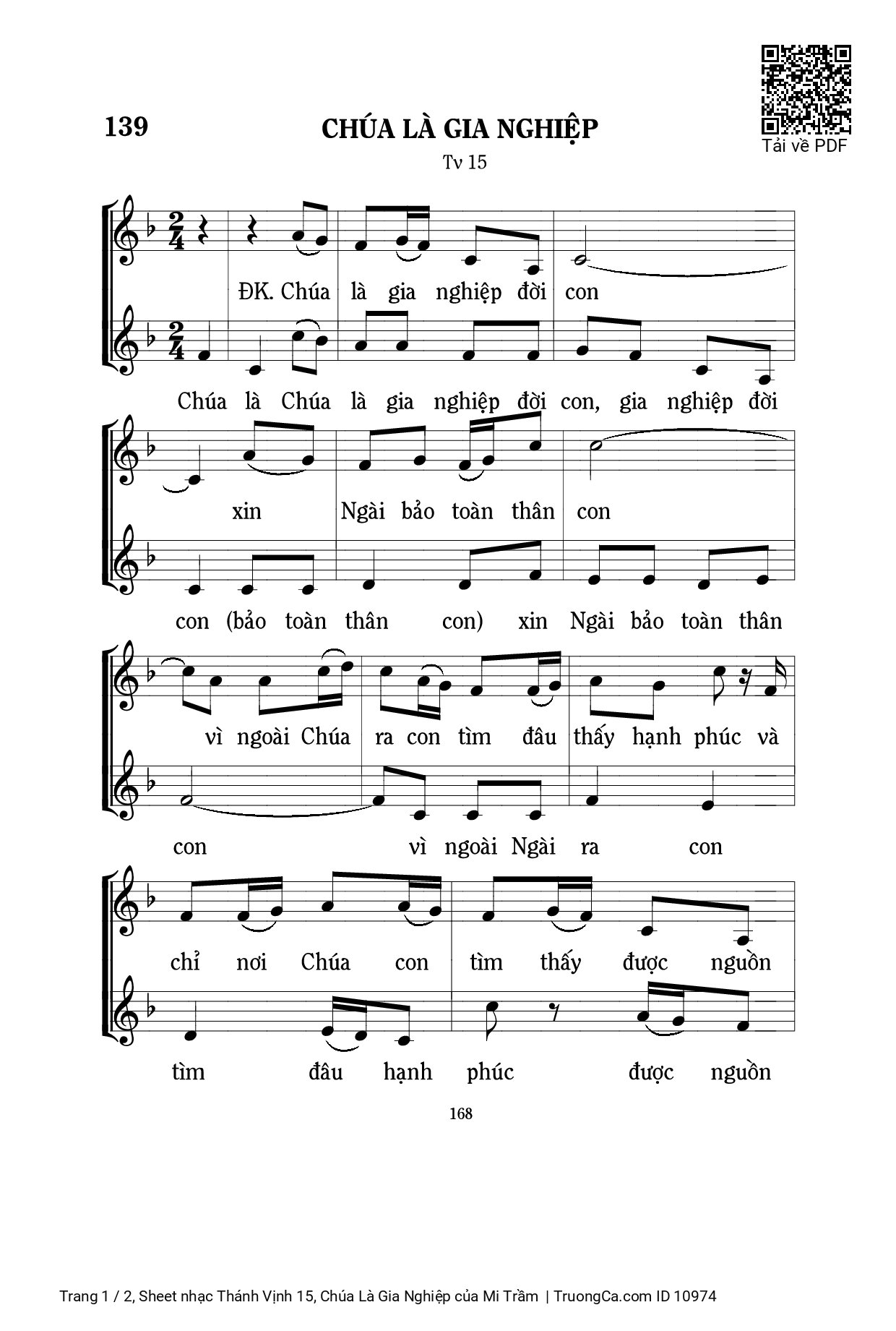 Sheet PDF of Thánh Vịnh 15, Chúa Là Gia Nghiệp