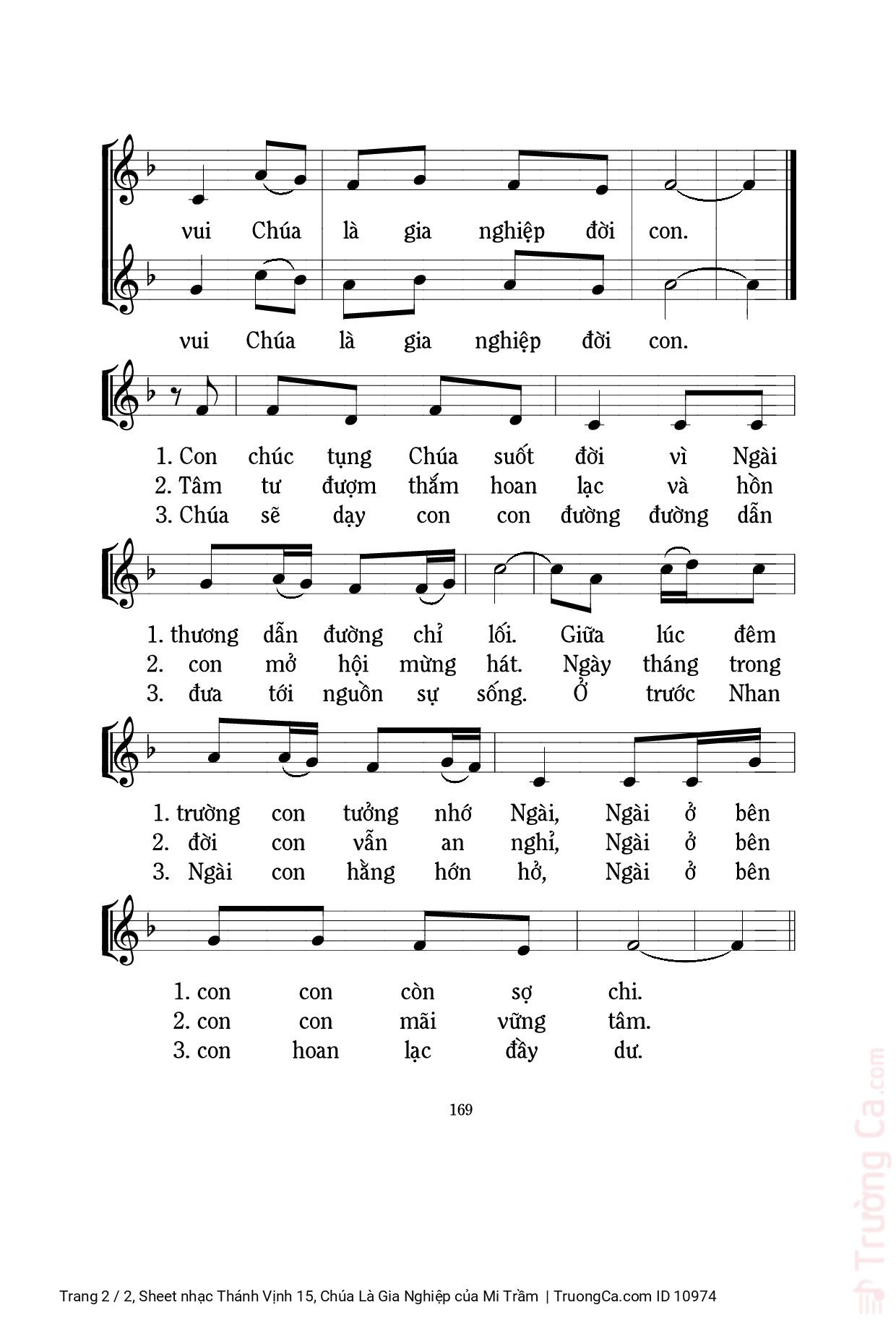 Page 2 of Sheet music PDF Thánh Vịnh 15, Chúa Là Gia Nghiệp - Mi Trầm