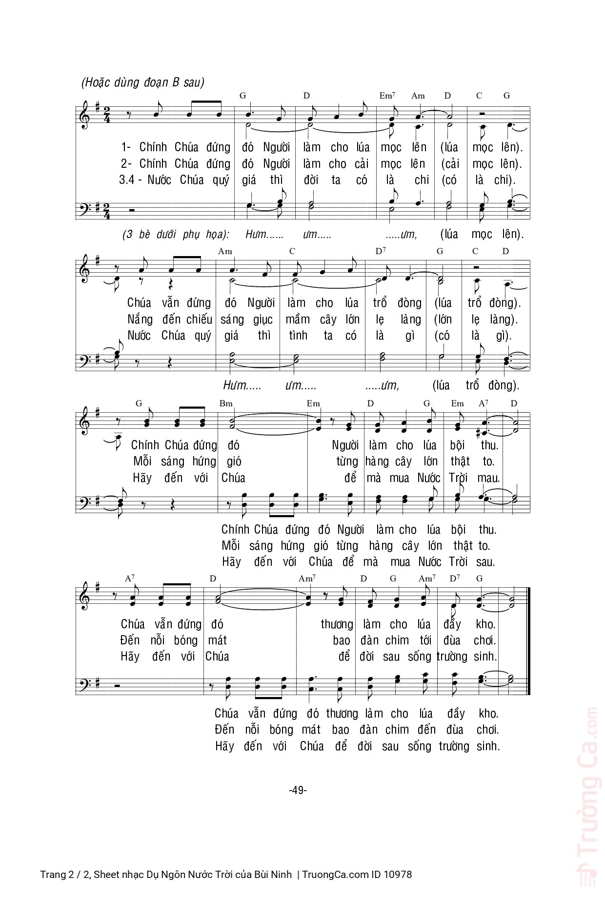 Page 2 of Sheet music PDF Dụ Ngôn Nước Trời - Bùi Ninh