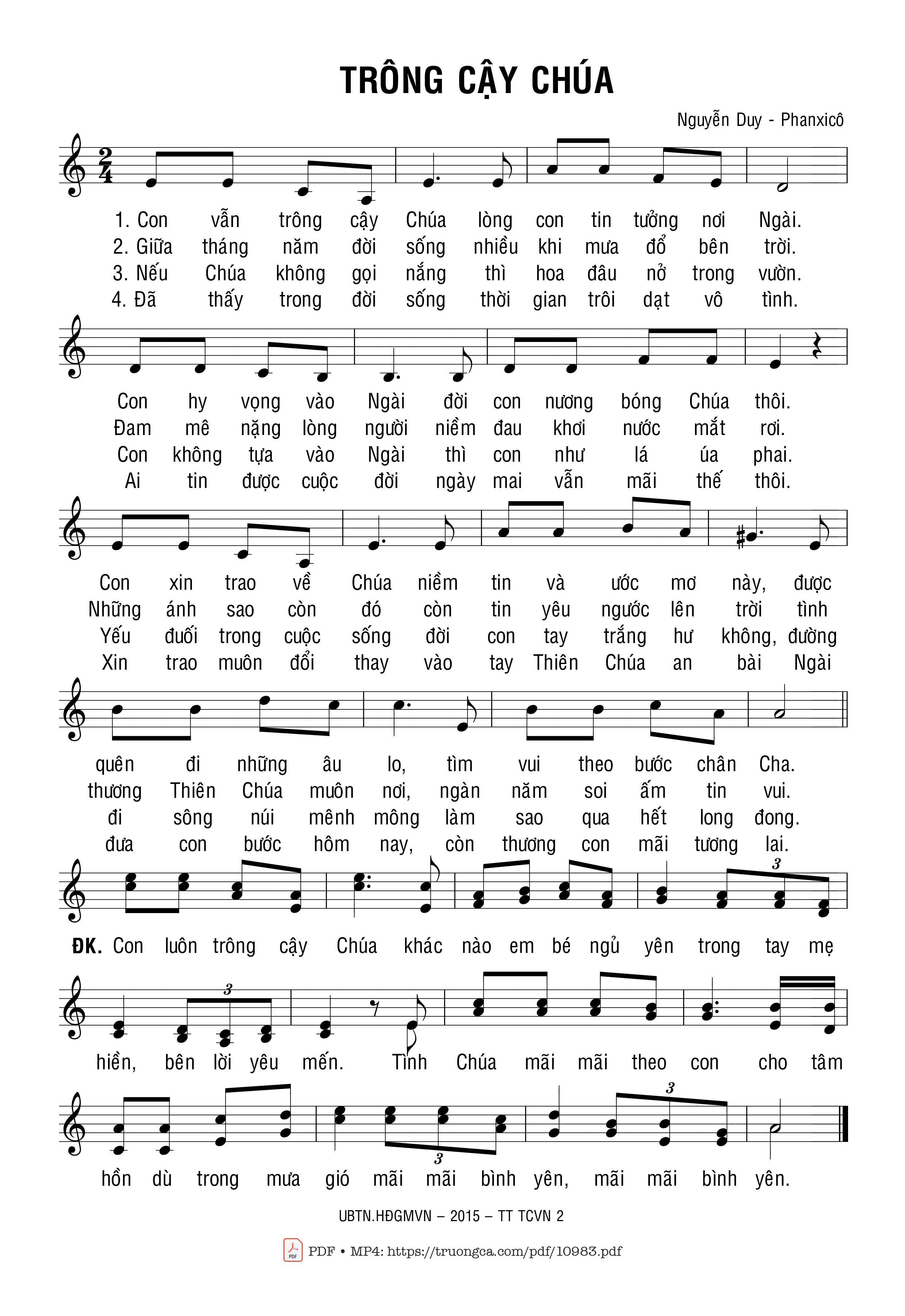 Sheet PDF of Trông Cậy Chúa