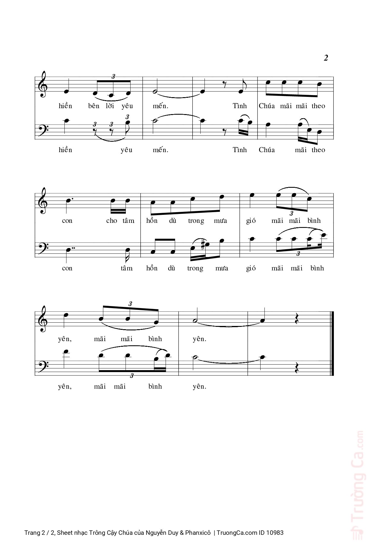 Page 2 of Sheet music PDF Trông Cậy Chúa - Nguyễn Duy & Phanxicô