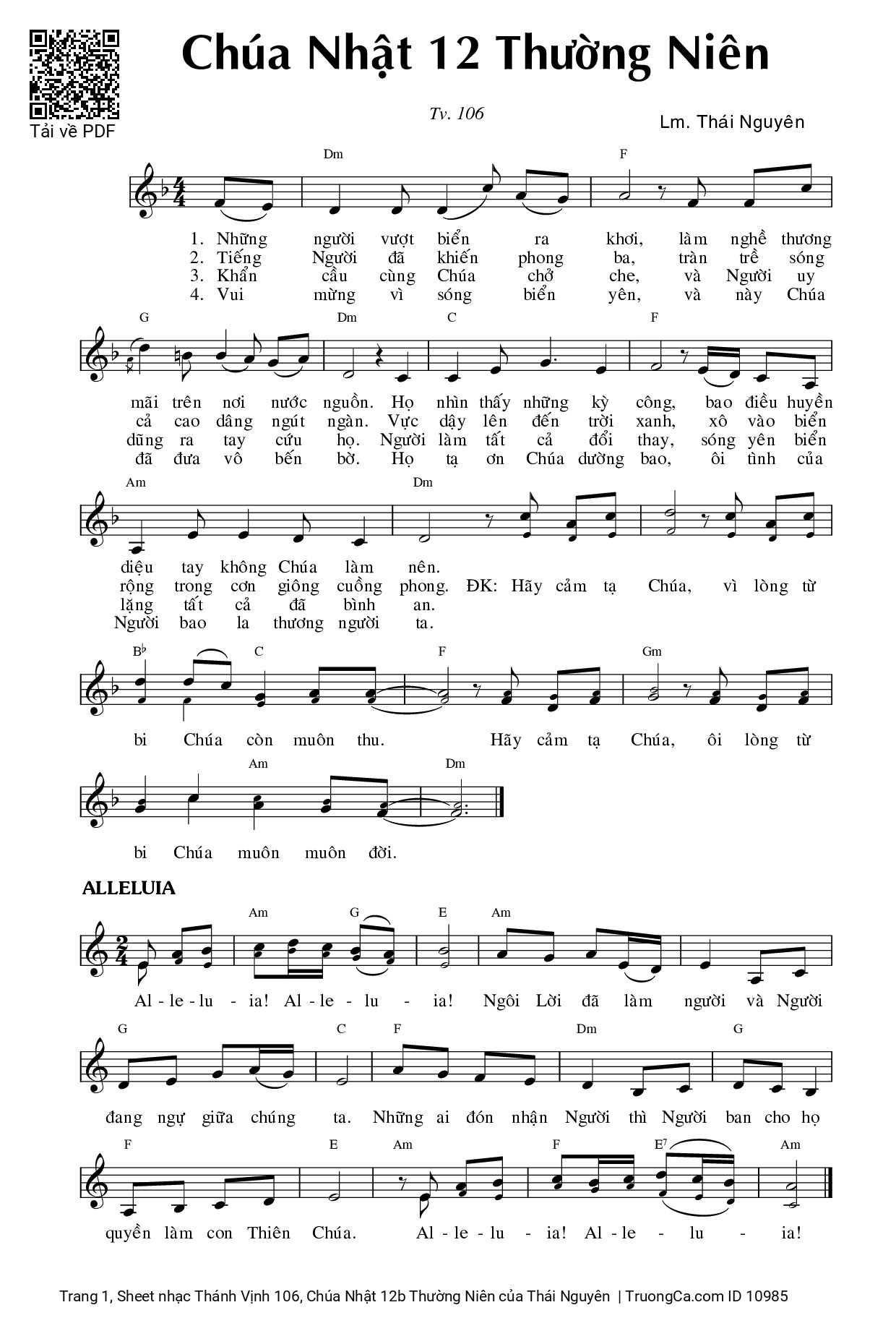 Sheet PDF of Thánh Vịnh 106, Chúa Nhật 12b Thường Niên