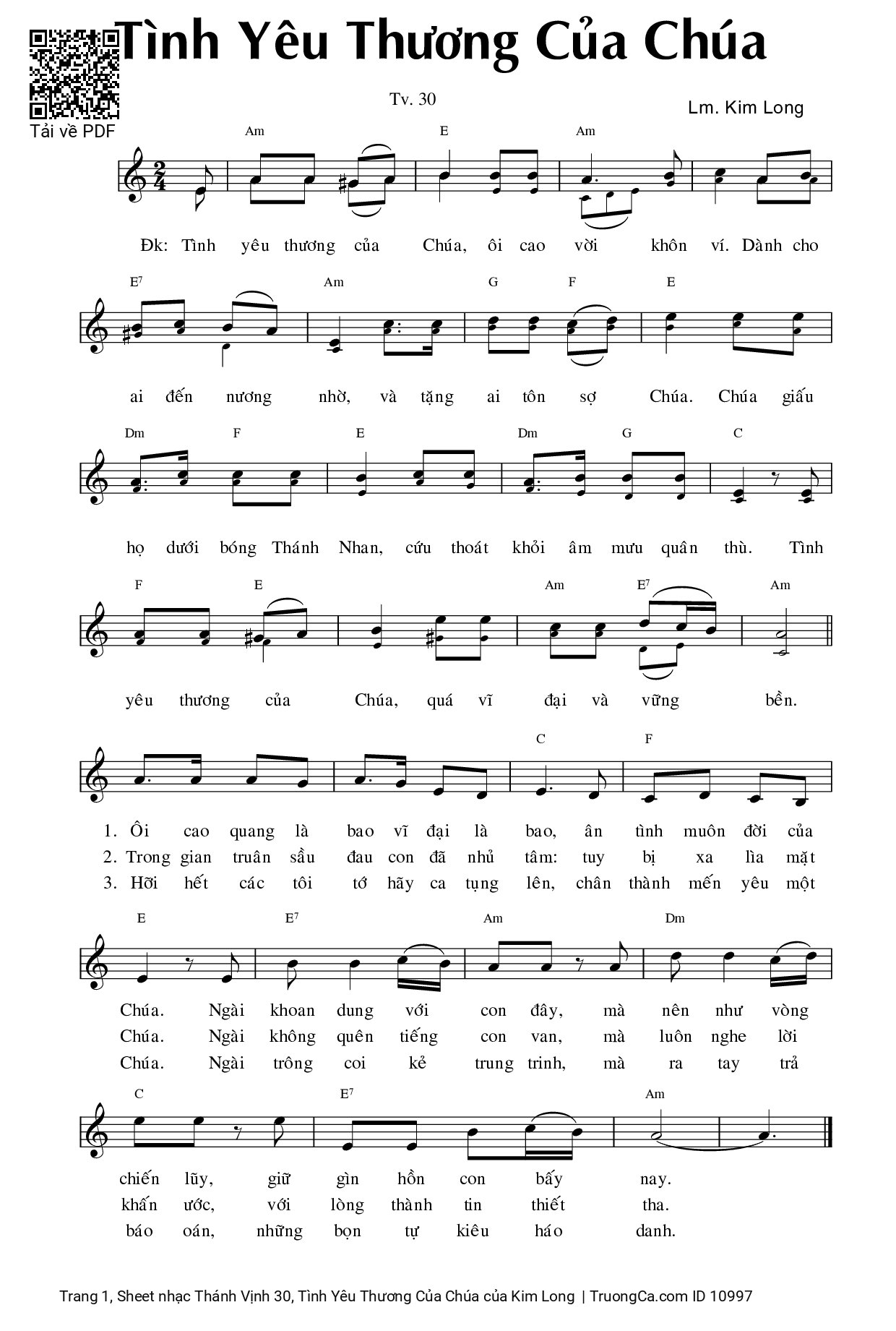Sheet PDF of Thánh Vịnh 30, Tình Yêu Thương Của Chúa