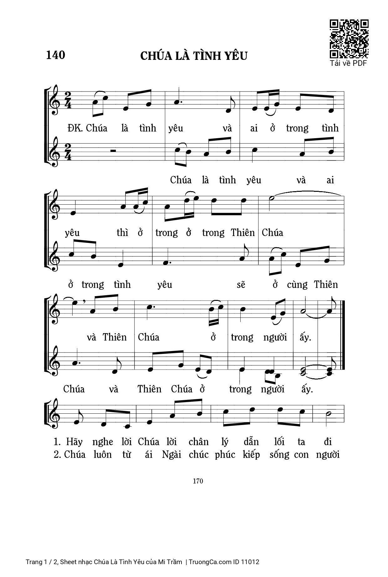 Sheet PDF of Chúa Là Tình Yêu