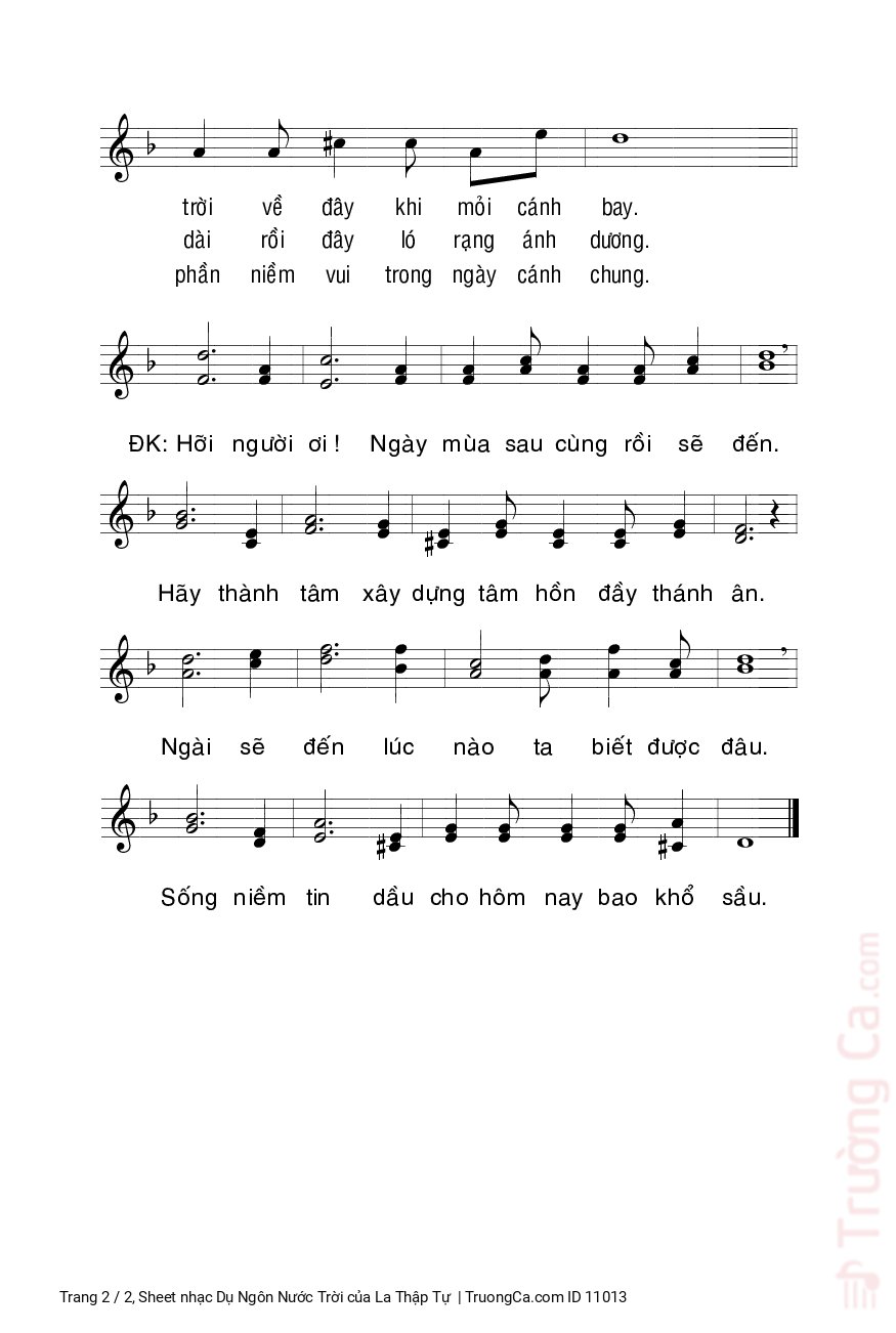 Page 2 of Sheet music PDF Dụ Ngôn Nước Trời - La Thập Tự