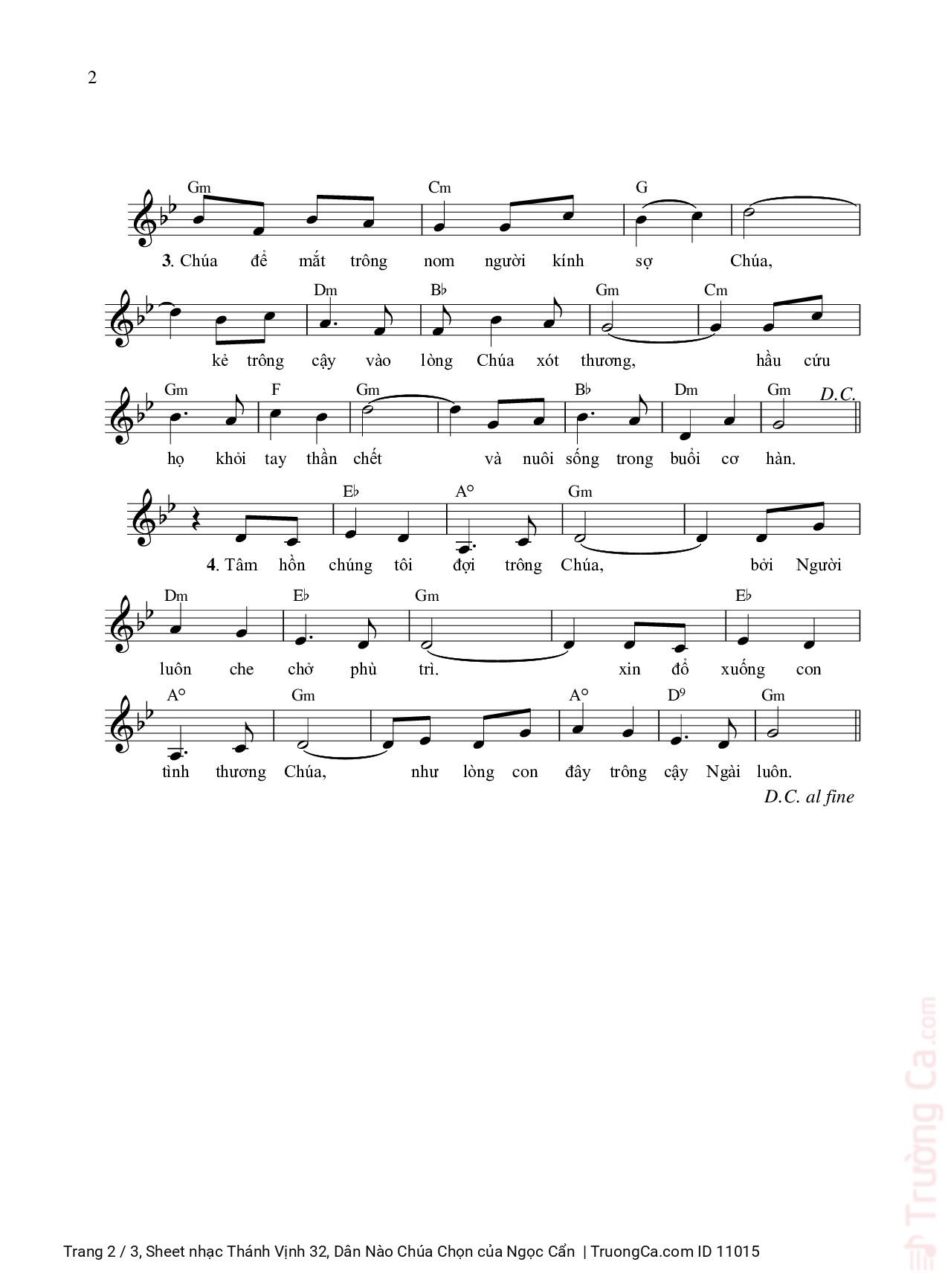 Page 2 of Sheet music PDF Thánh Vịnh 32, Dân Nào Chúa Chọn - Ngọc Cẩn