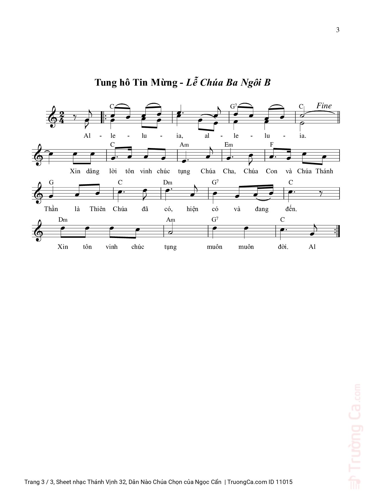 Page 3 of Sheet music PDF Thánh Vịnh 32, Dân Nào Chúa Chọn - Ngọc Cẩn