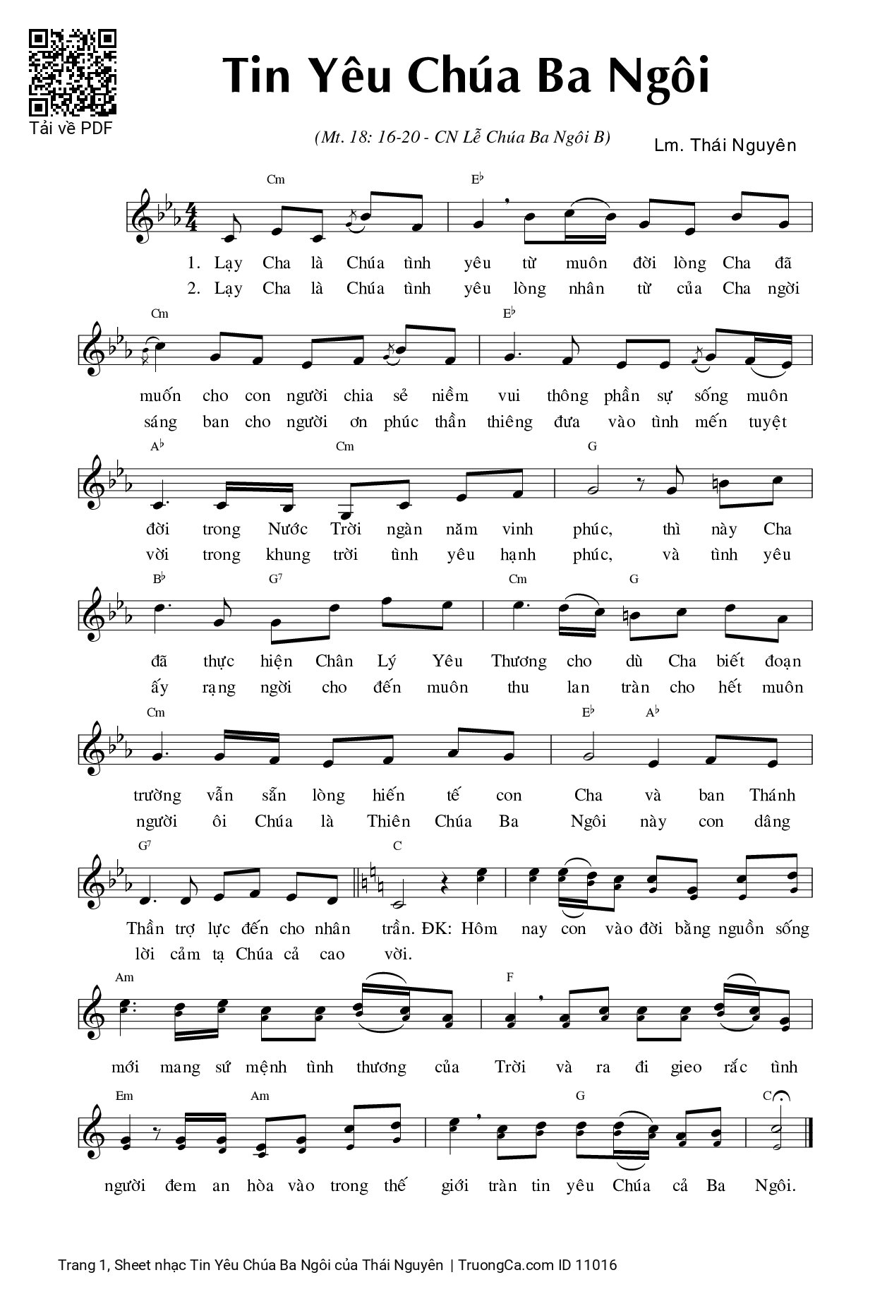 Lạy Cha là Chúa tình yêu từ muôn đời lòng Cha đã muốn cho con người chia sẻ niềm  vui thông phần sự, Trang 1