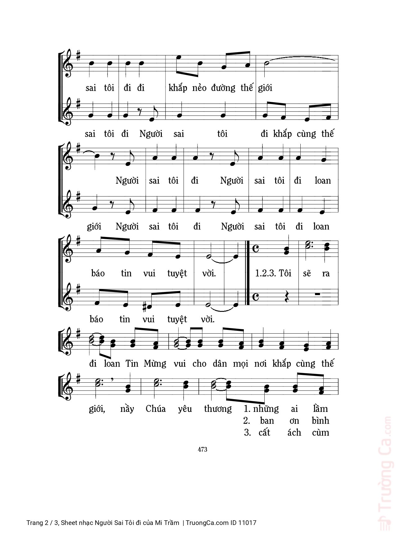 Page 2 of Sheet music PDF Người Sai Tôi đi - Mi Trầm