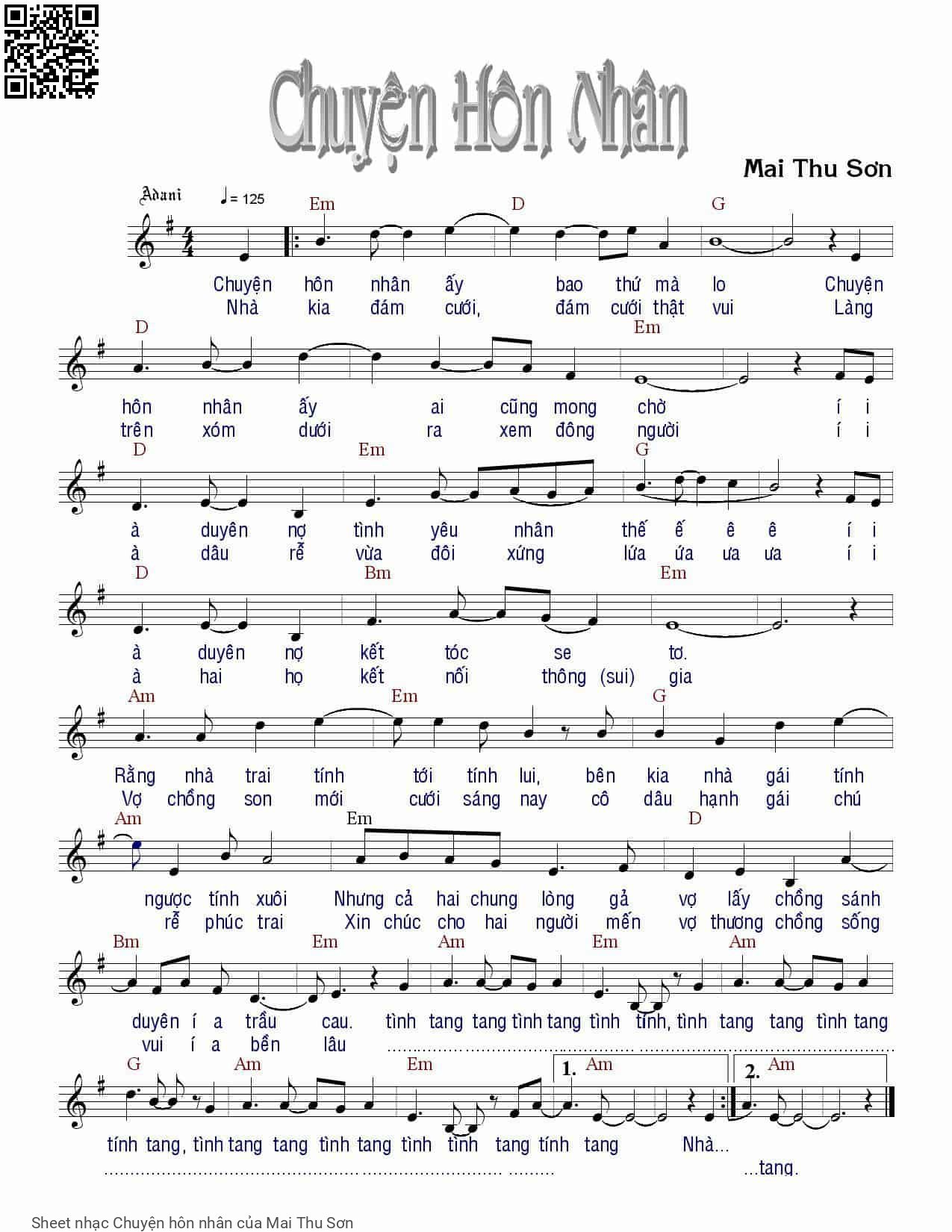 Page 1 of Sheet music PDF Chuyện hôn nhân - Mai Thu Sơn