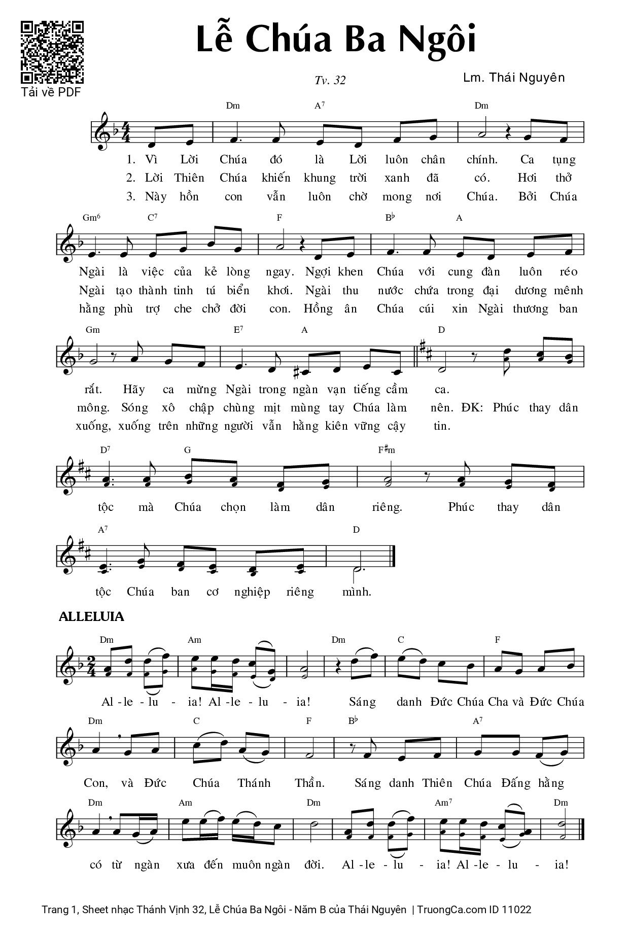 Sheet PDF of Thánh Vịnh 32, Lễ Chúa Ba Ngôi - Năm B