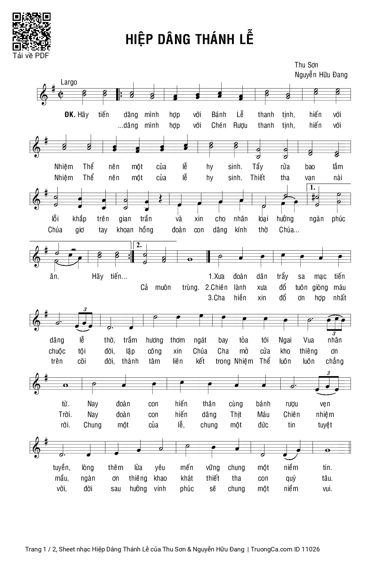 Sheet PDF of Hiệp Dâng Thánh Lễ