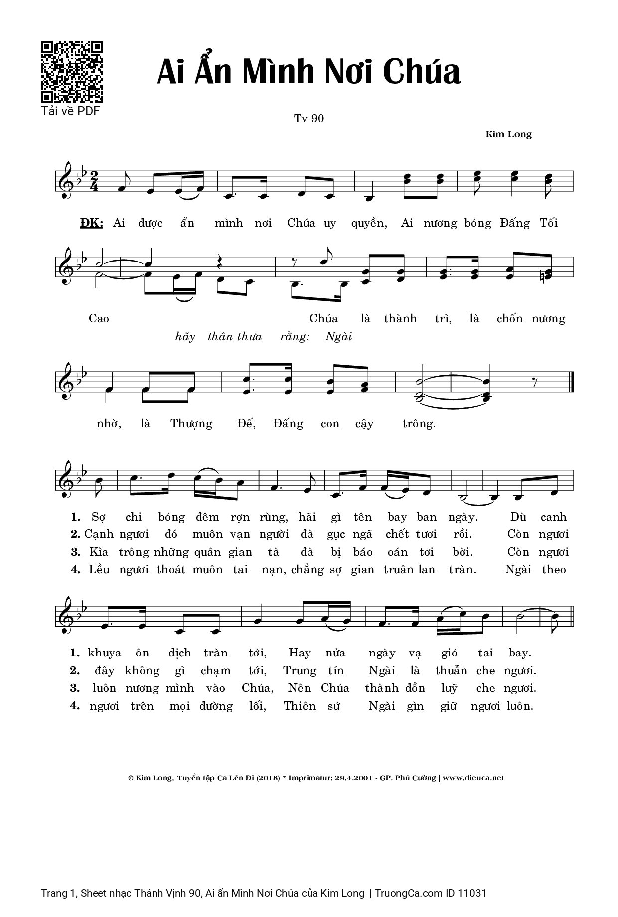 Sheet PDF of Thánh Vịnh 90, Ai ẩn Mình Nơi Chúa