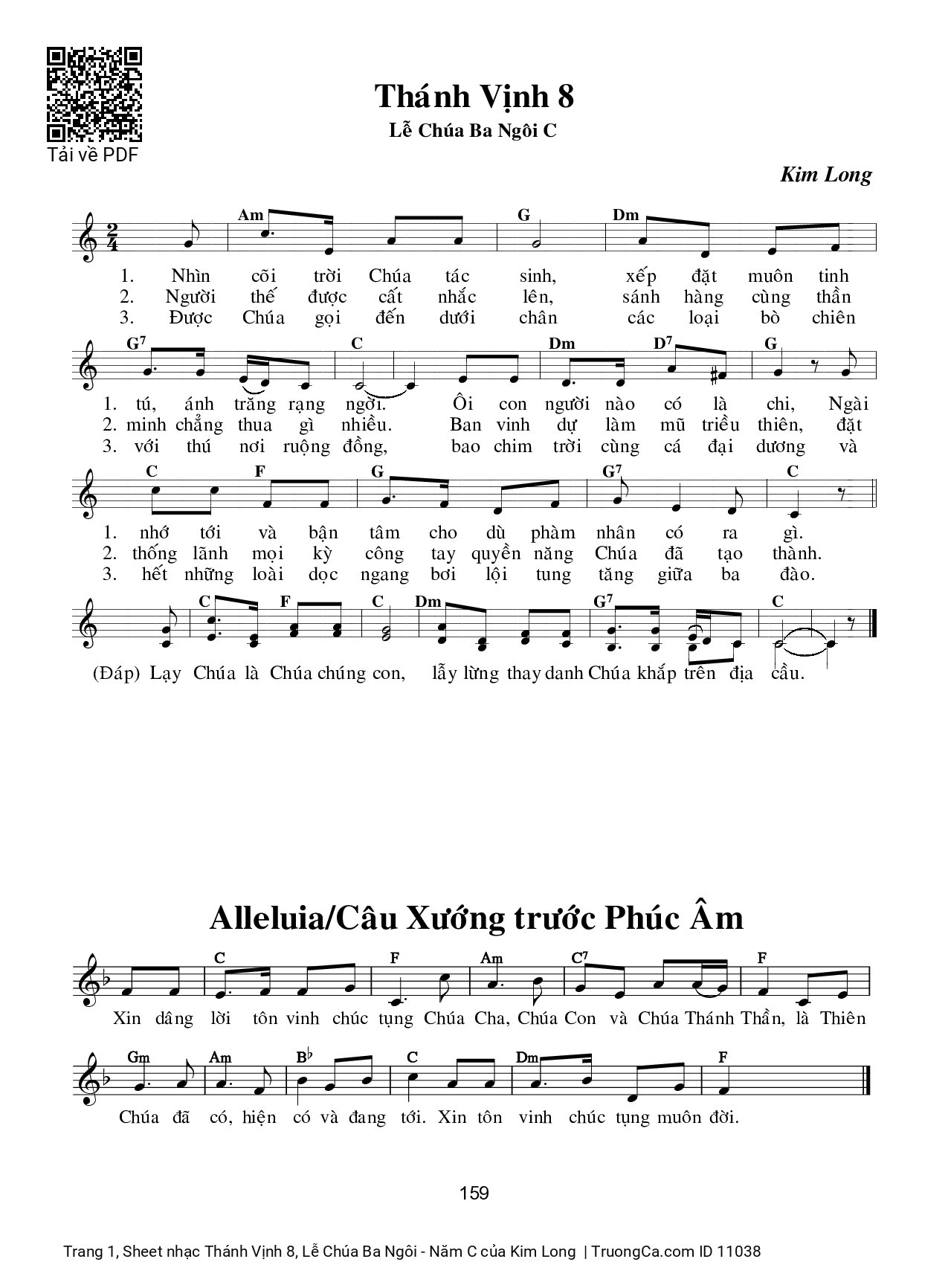 Sheet PDF of Thánh Vịnh 8, Lễ Chúa Ba Ngôi - Năm C