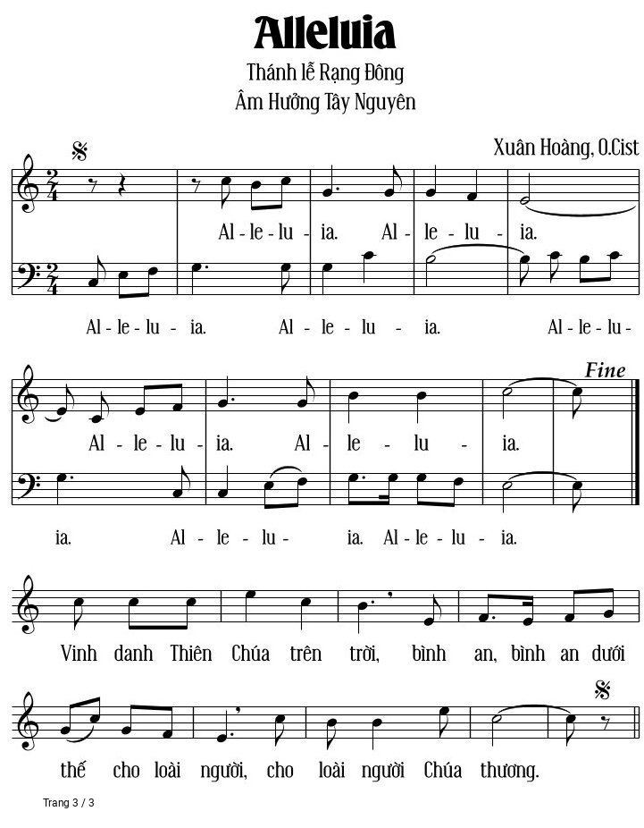 Page 3 of Sheet music PDF Alleluia Thánh Lễ Rạng đông - Xuân Hoàng