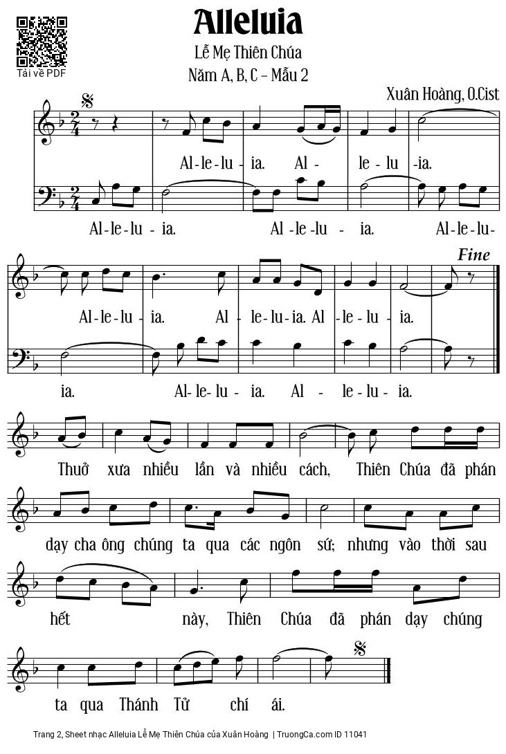 Page 2 of Sheet music PDF Alleluia Lễ Mẹ Thiên Chúa - Xuân Hoàng
