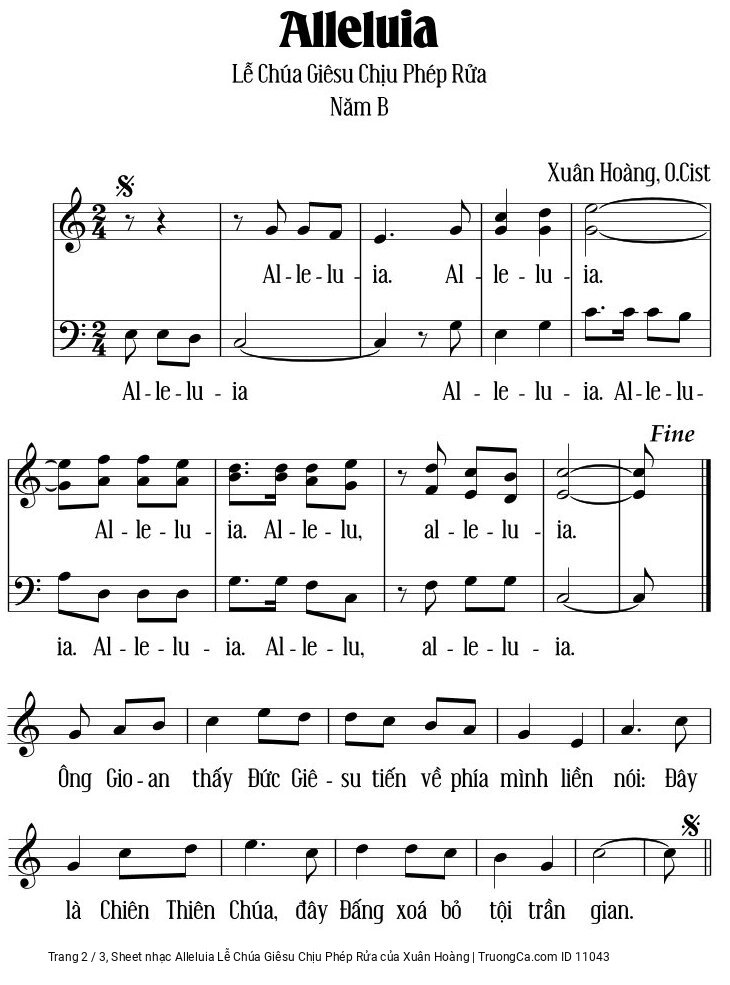 Page 2 of Sheet music PDF Alleluia Lễ Chúa Giêsu Chịu Phép Rửa - Xuân Hoàng