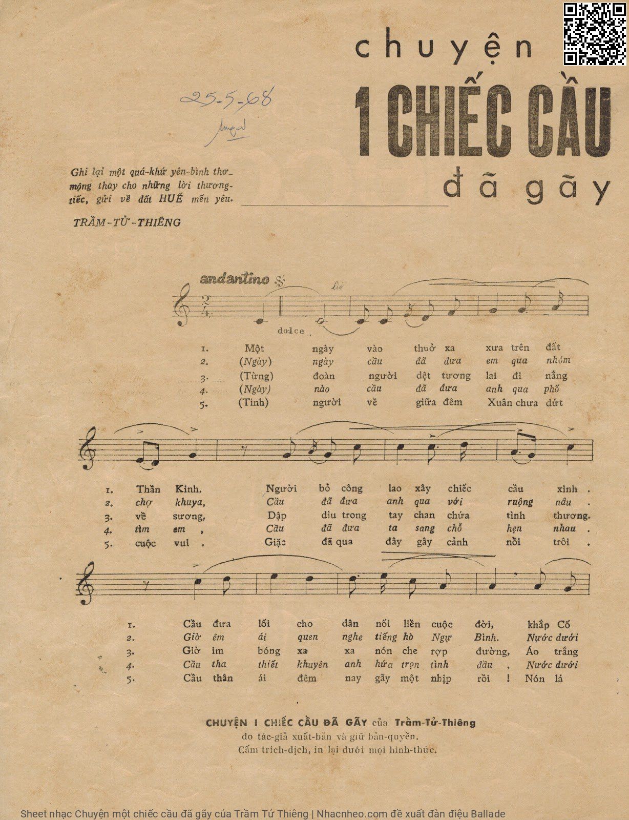 Page 2 of Sheet music PDF Chuyện một chiếc cầu đã gãy - Trầm Tử Thiêng