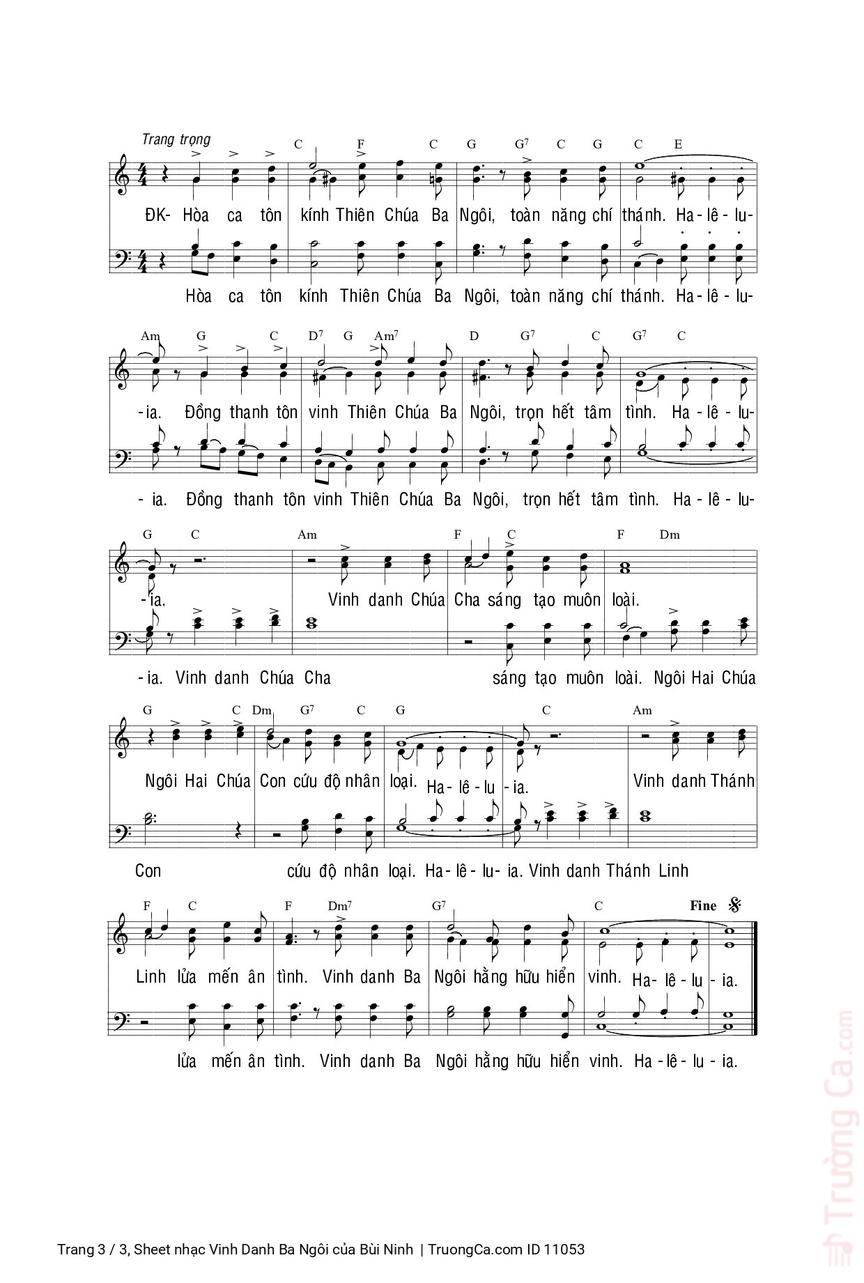 Page 3 of Sheet music PDF Vinh Danh Ba Ngôi - Bùi Ninh