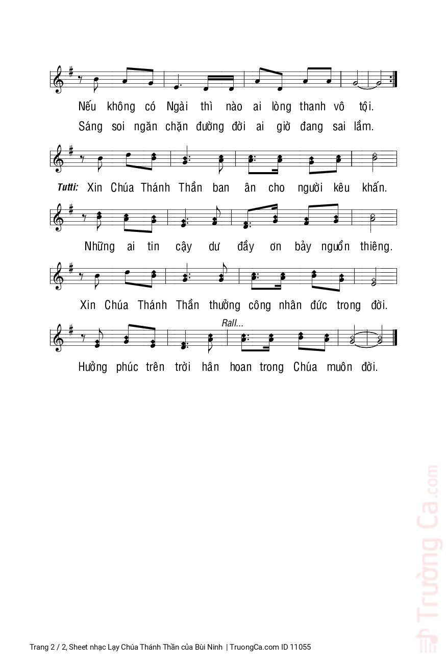 Page 2 of Sheet music PDF Lạy Chúa Thánh Thần - Bùi Ninh