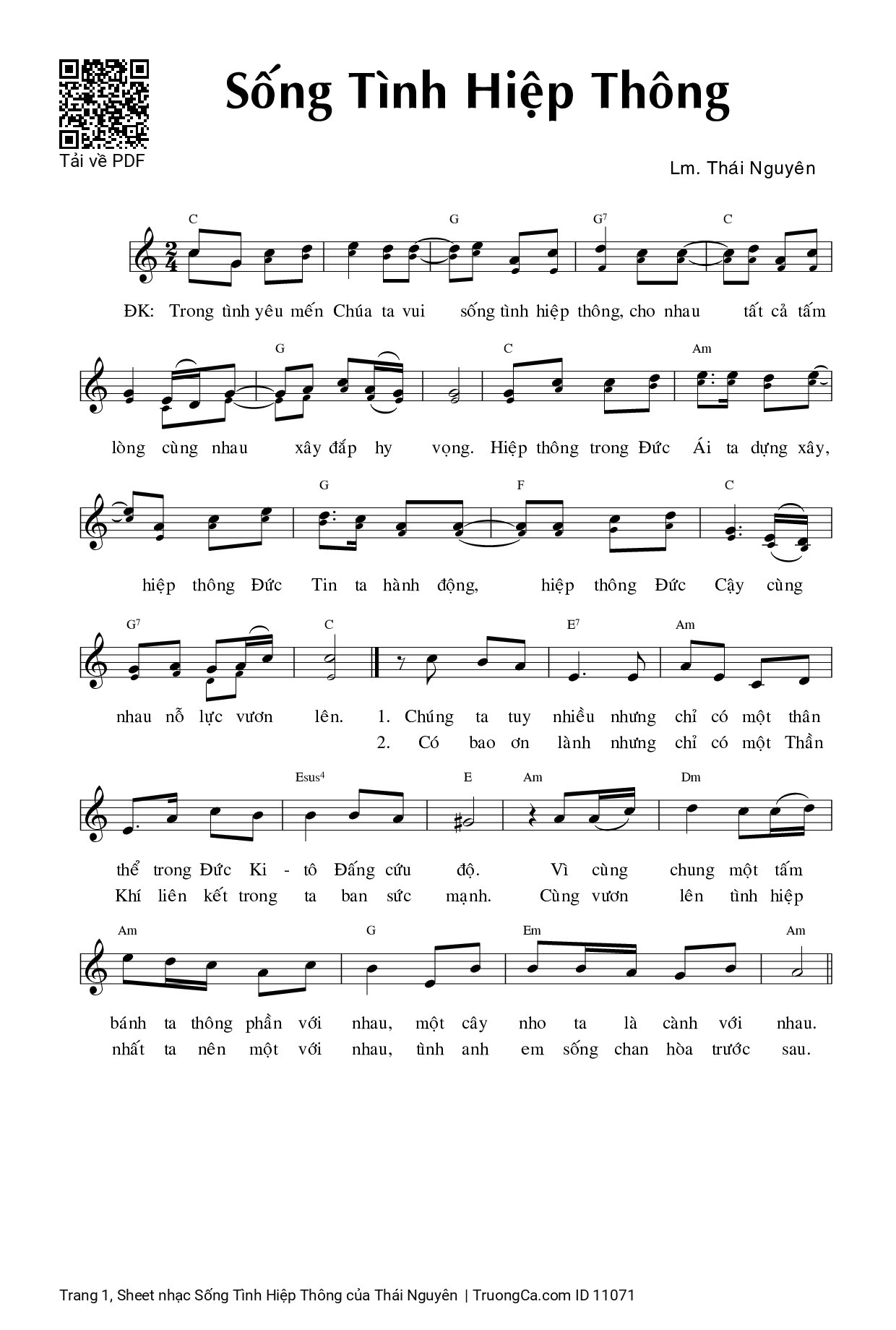 Sheet PDF of Sống Tình Hiệp Thông