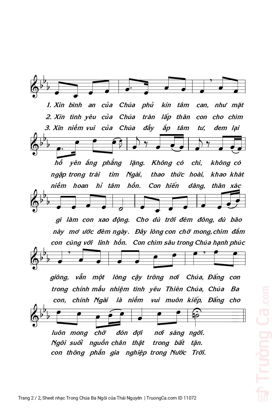 Page 2 of Sheet music PDF Trong Chúa Ba Ngôi - Thái Nguyên