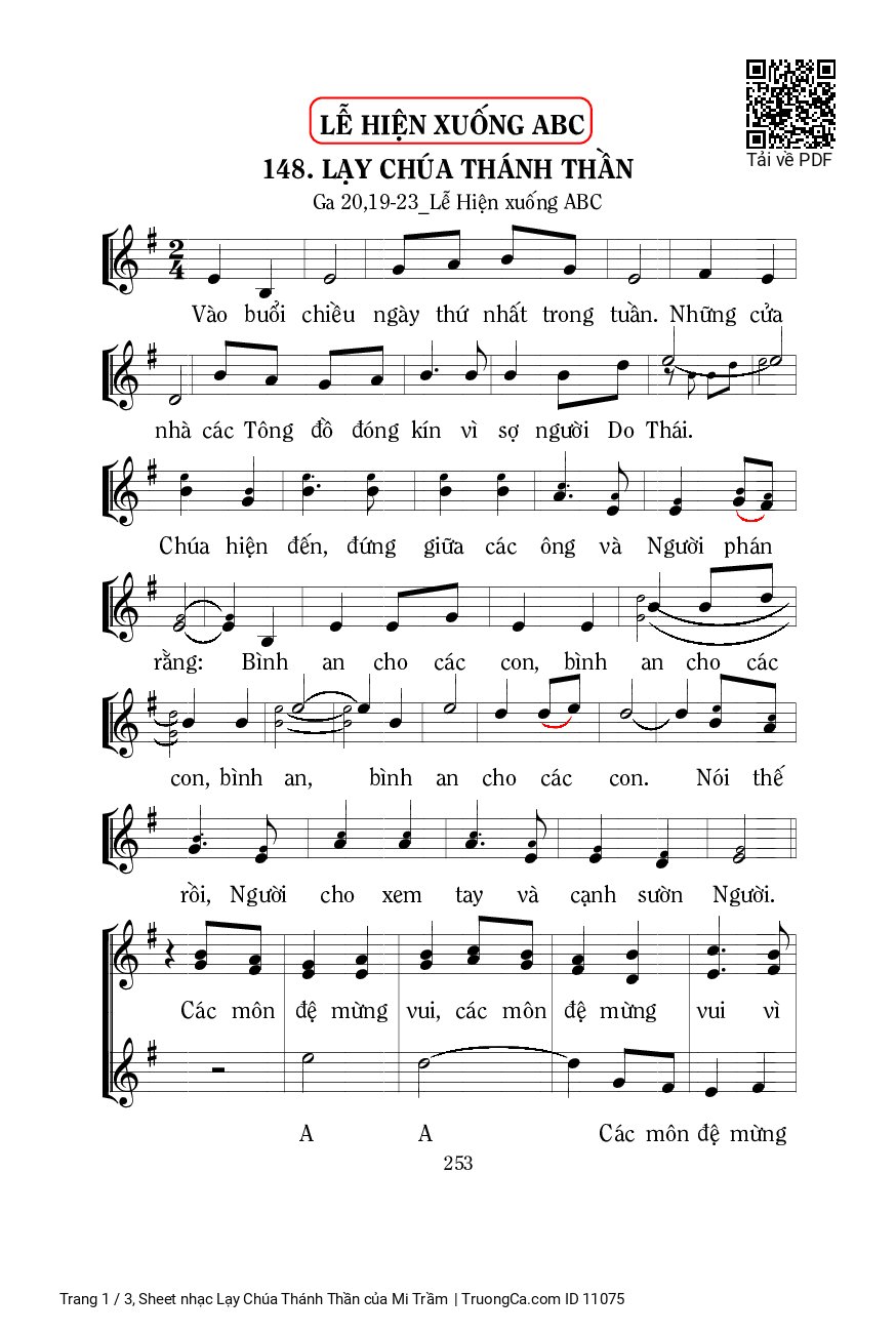 Sheet PDF of Lạy Chúa Thánh Thần