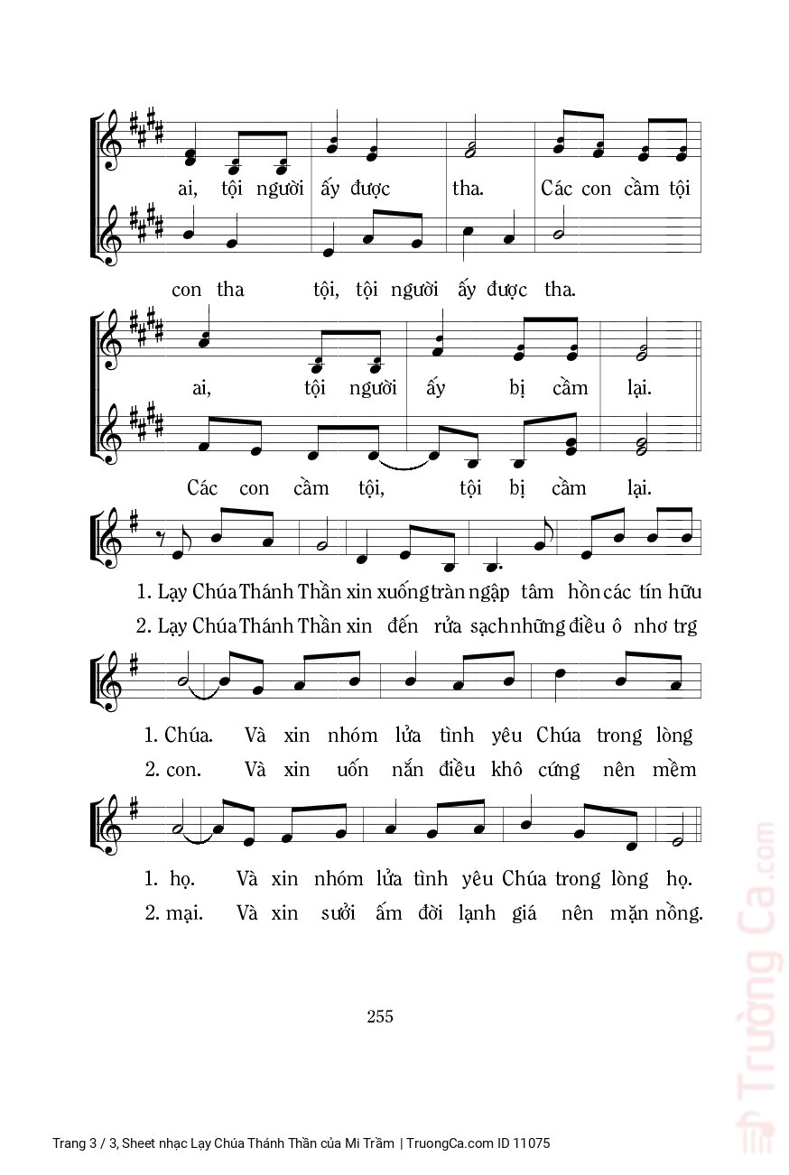 Page 3 of Sheet music PDF Lạy Chúa Thánh Thần - Mi Trầm