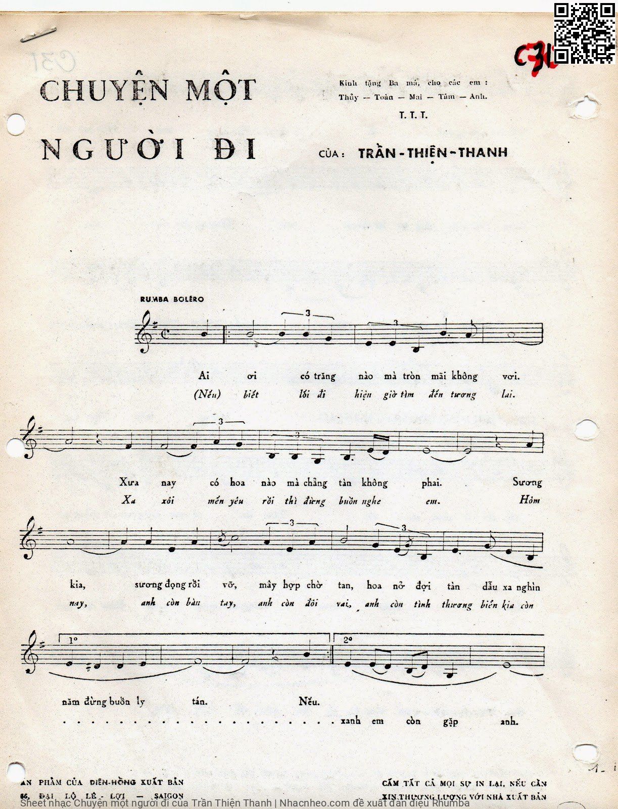 Page 1 of Sheet music PDF Chuyện một người đi - Trần Thiện Thanh