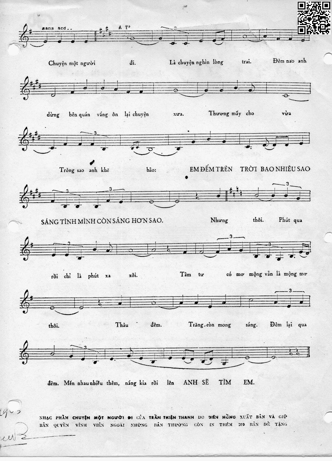 Page 2 of Sheet music PDF Chuyện một người đi - Trần Thiện Thanh