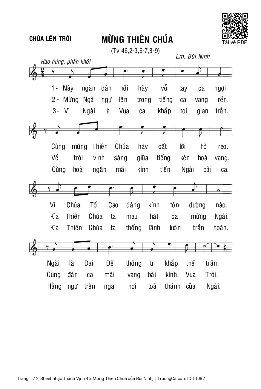 Sheet PDF of Thánh Vịnh 46, Mừng Thiên Chúa