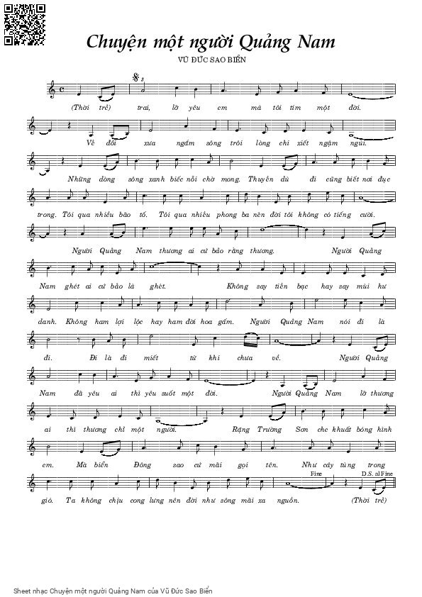 Sheet PDF of Chuyện một người Quảng Nam