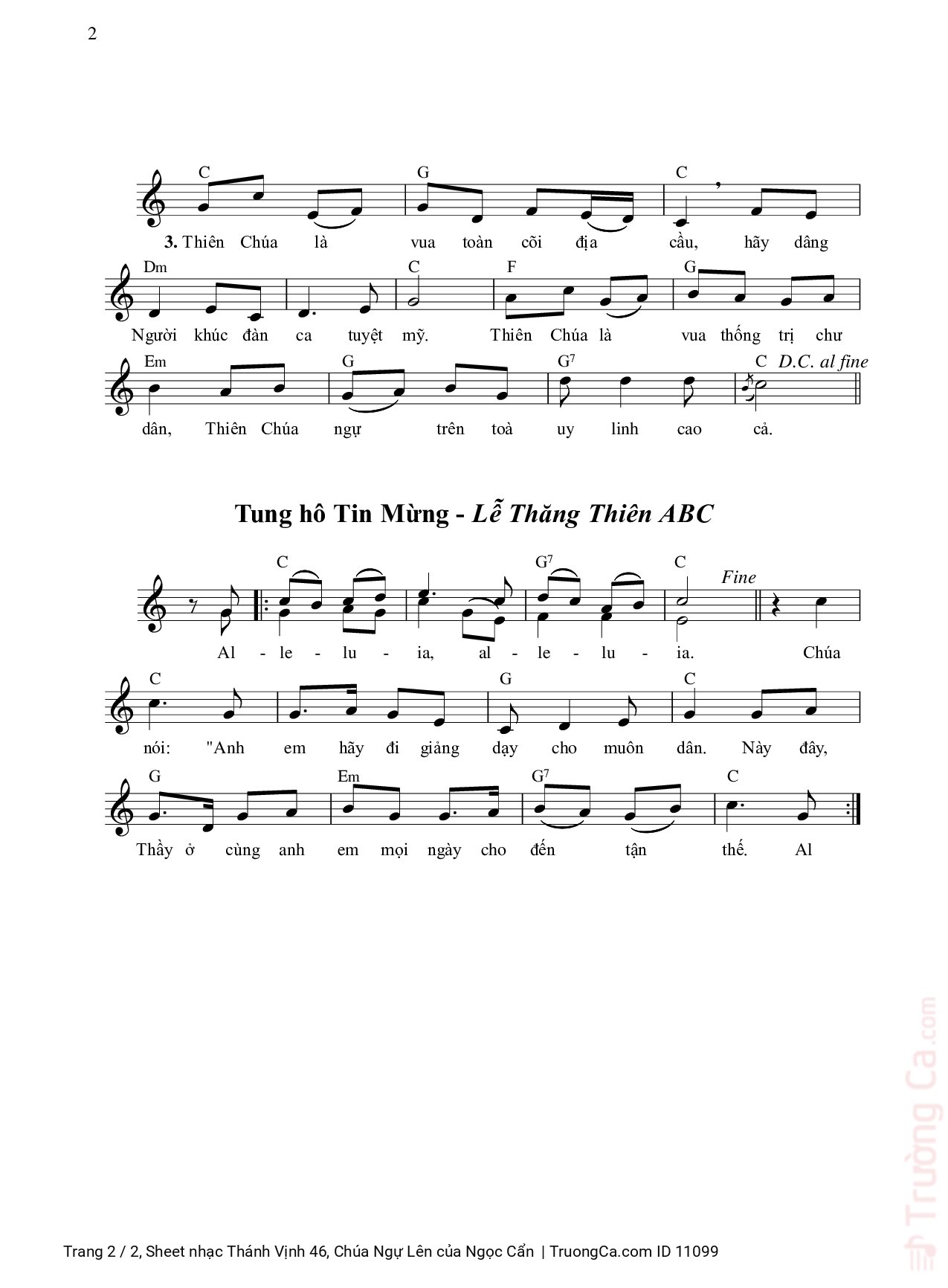 Page 2 of Sheet music PDF Thánh Vịnh 46, Chúa Ngự Lên - Ngọc Cẩn