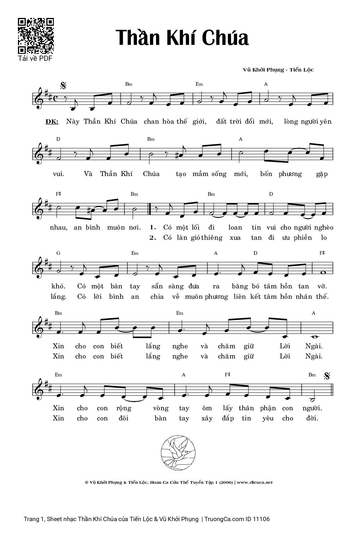 Sheet PDF of Thần Khí Chúa