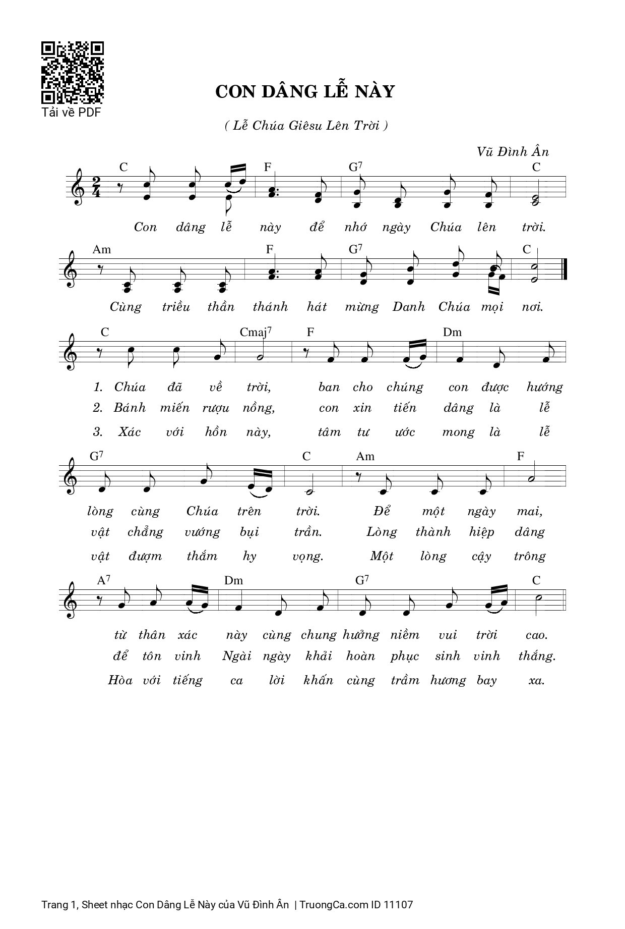 Sheet PDF of Con Dâng Lễ Này