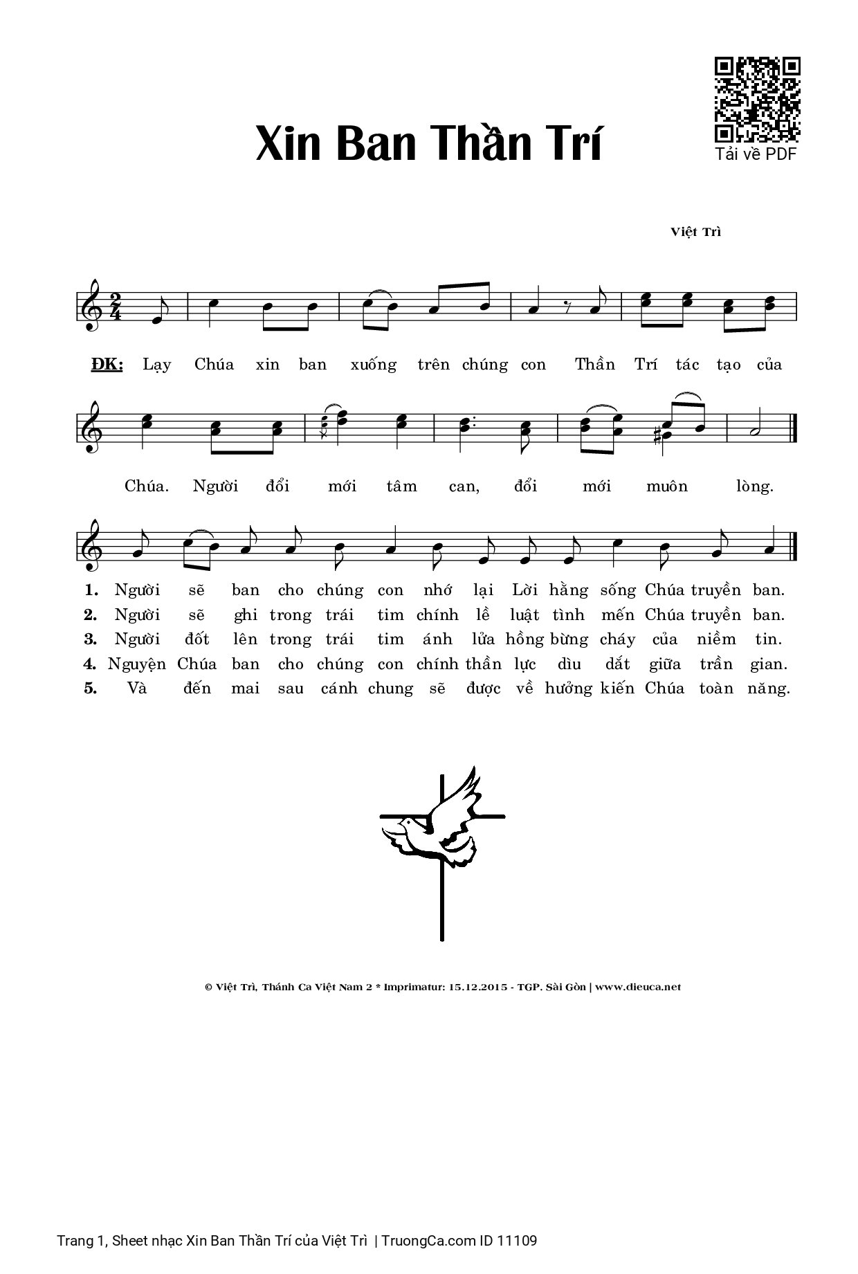 Sheet PDF of Xin Ban Thần Trí