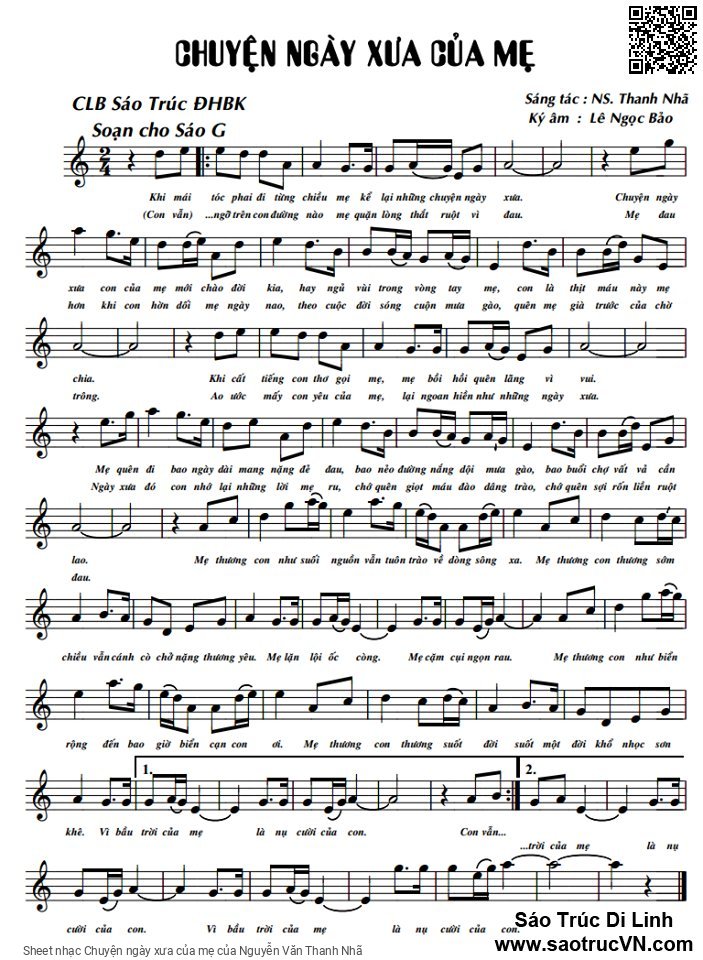 Sheet PDF of Chuyện ngày xưa của mẹ