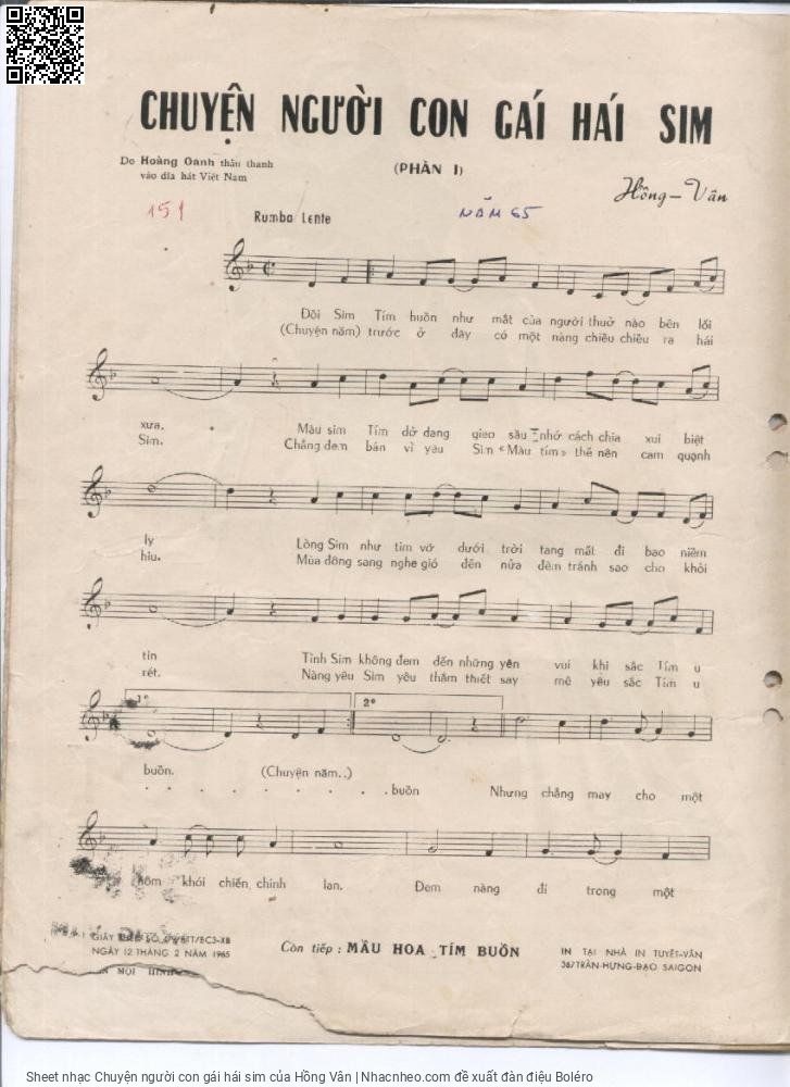 Page 2 of Sheet music PDF Chuyện người con gái hái sim - Hồng Vân